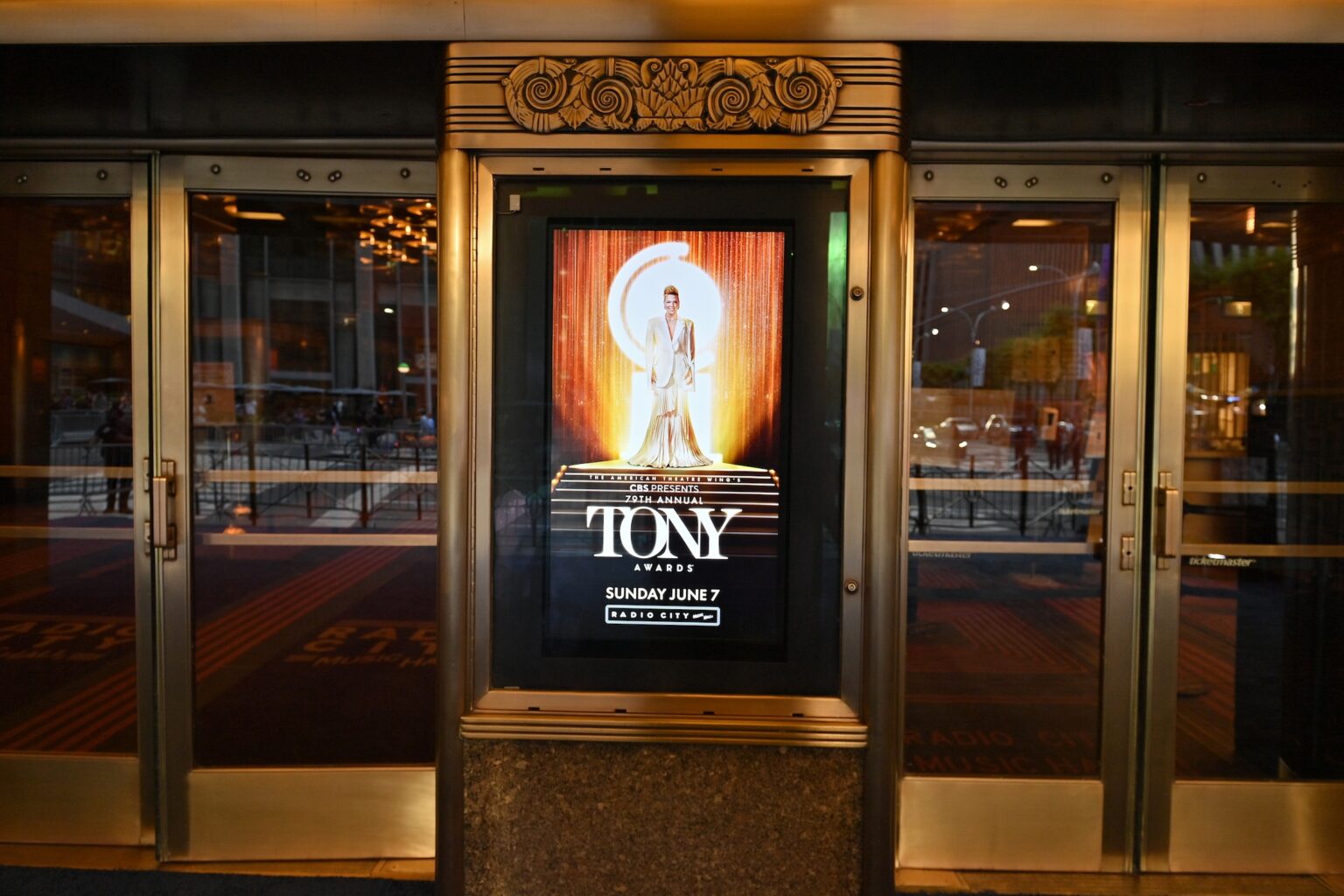 NEW YORK, NEW YORK - JUNE 07: A view of the atmosphere during The 79th Annual Tony Awards at Radio City Music Hall on June 07, 2026 in New York City. (Photo by Bryan Bedder/Getty Images for Tony Awards Productions)