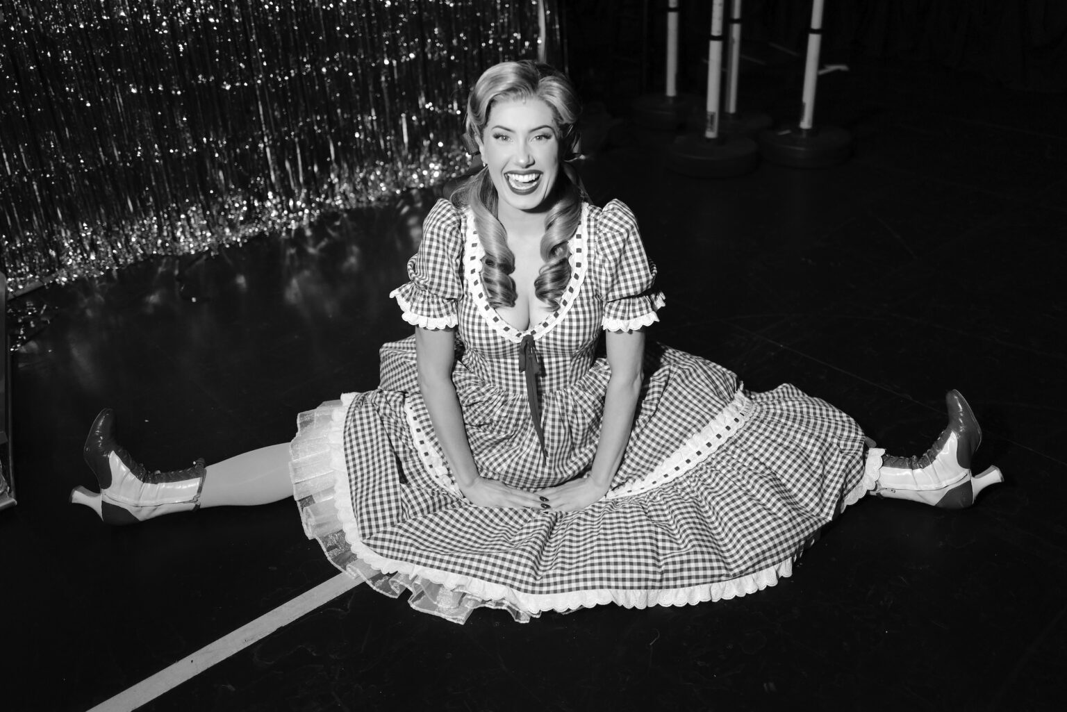 NEW YORK, NEW YORK - JUNE 07: (EDITORS NOTE: Image has been shot in black and white. Color version not available.) McKenzie Kurtz poses backstage during The 79th Annual Tony Awards at Radio City Music Hall on June 07, 2026 in New York City. (Photo by Jenny Anderson/Getty Images for Tony Awards Productions)