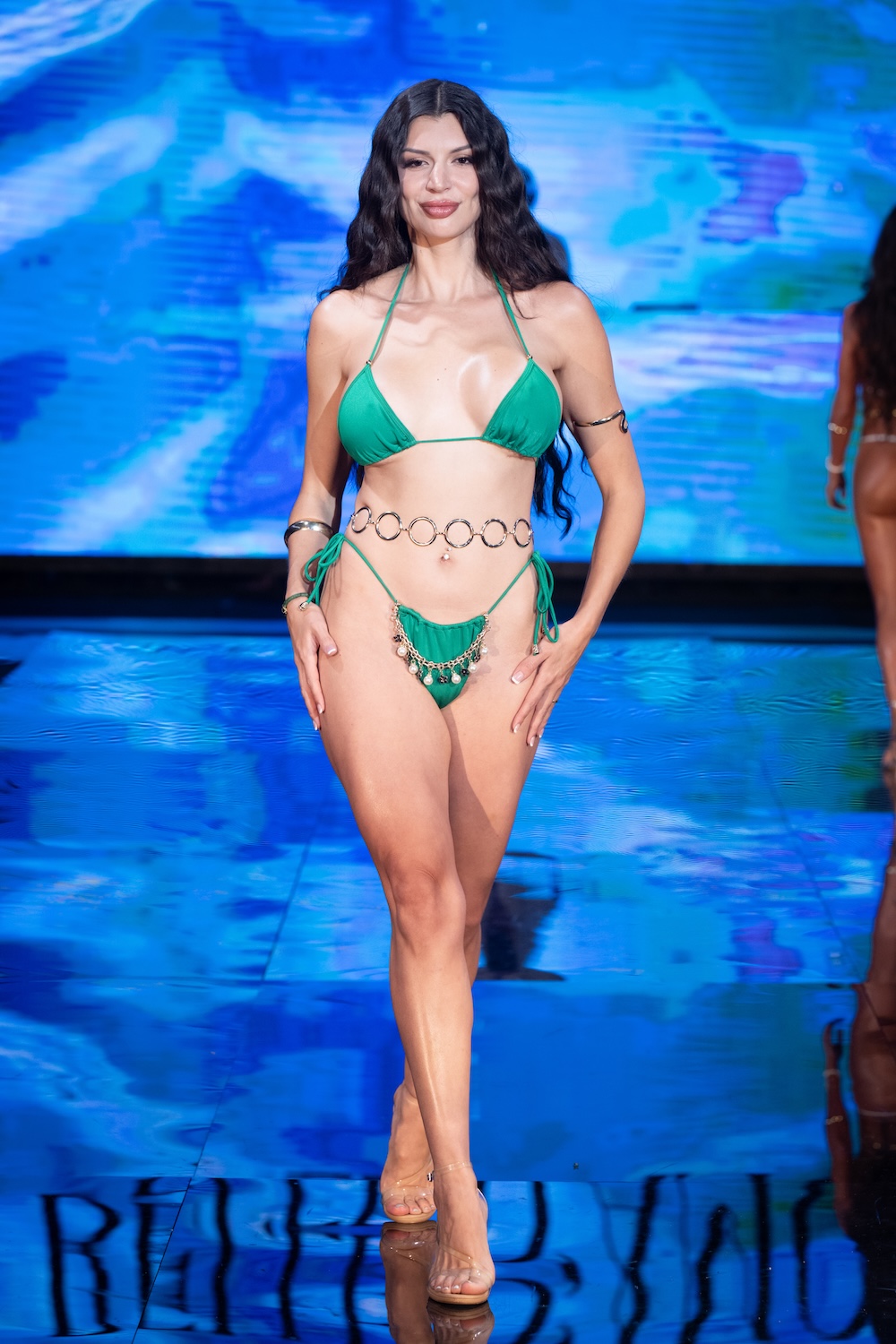 MIAMI, FLORIDA - MAY 29: A model walks the runway at the Belle D' Amour show during Miami Swim Week Powered By Art Hearts Fashion at M2 MIAMI on May 29, 2026 in Miami, Florida. (Photo by Mark Gunter/Getty Images for Art Hearts Fashion)