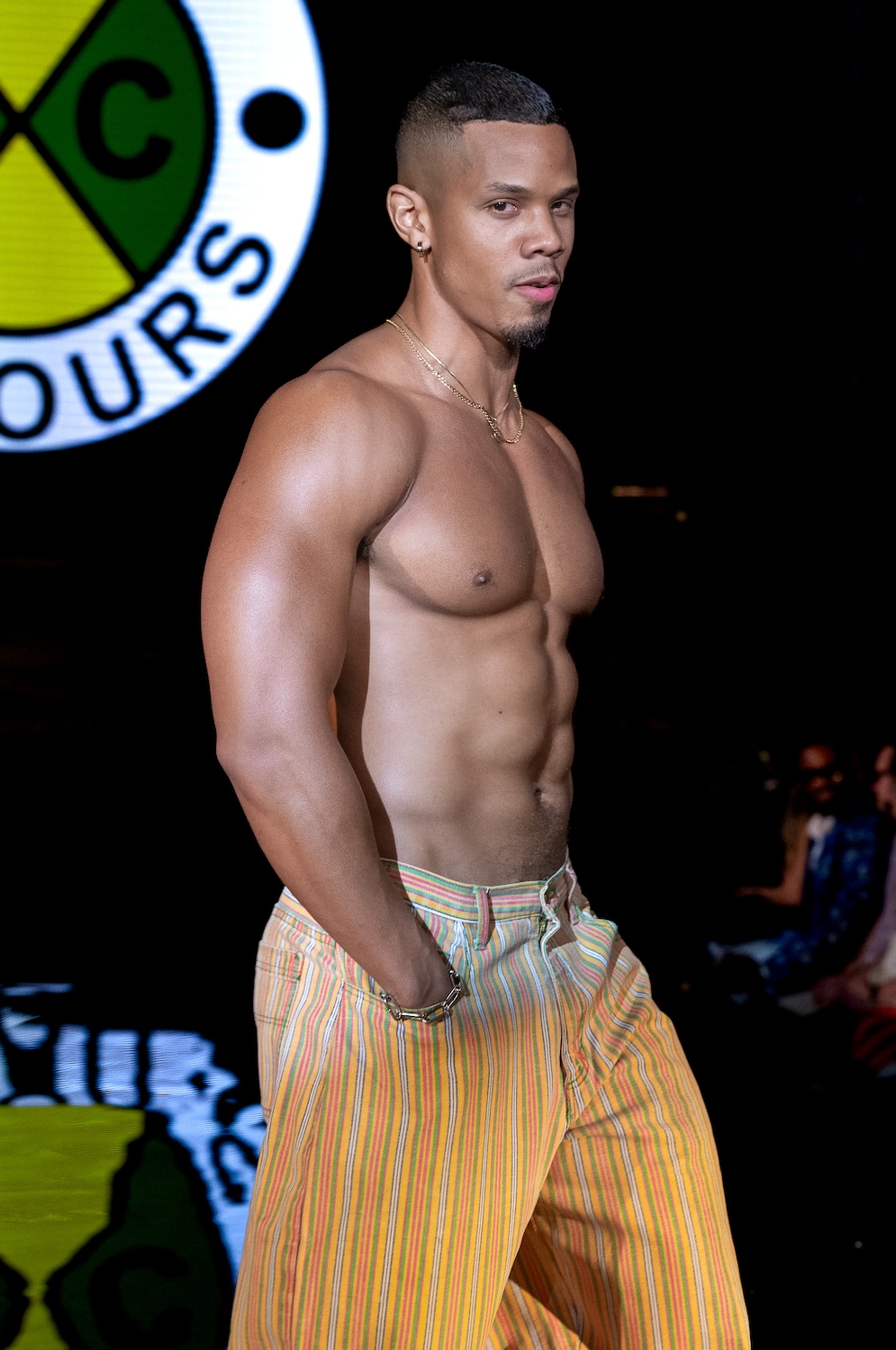 MIAMI, FLORIDA - MAY 29: A model walks the runway at the Cross Colours show during Miami Swim Week Powered By Art Hearts Fashion at M2 MIAMI on May 29, 2026 in Miami, Florida. (Photo by Mark Gunter/Getty Images for Art Hearts Fashion)