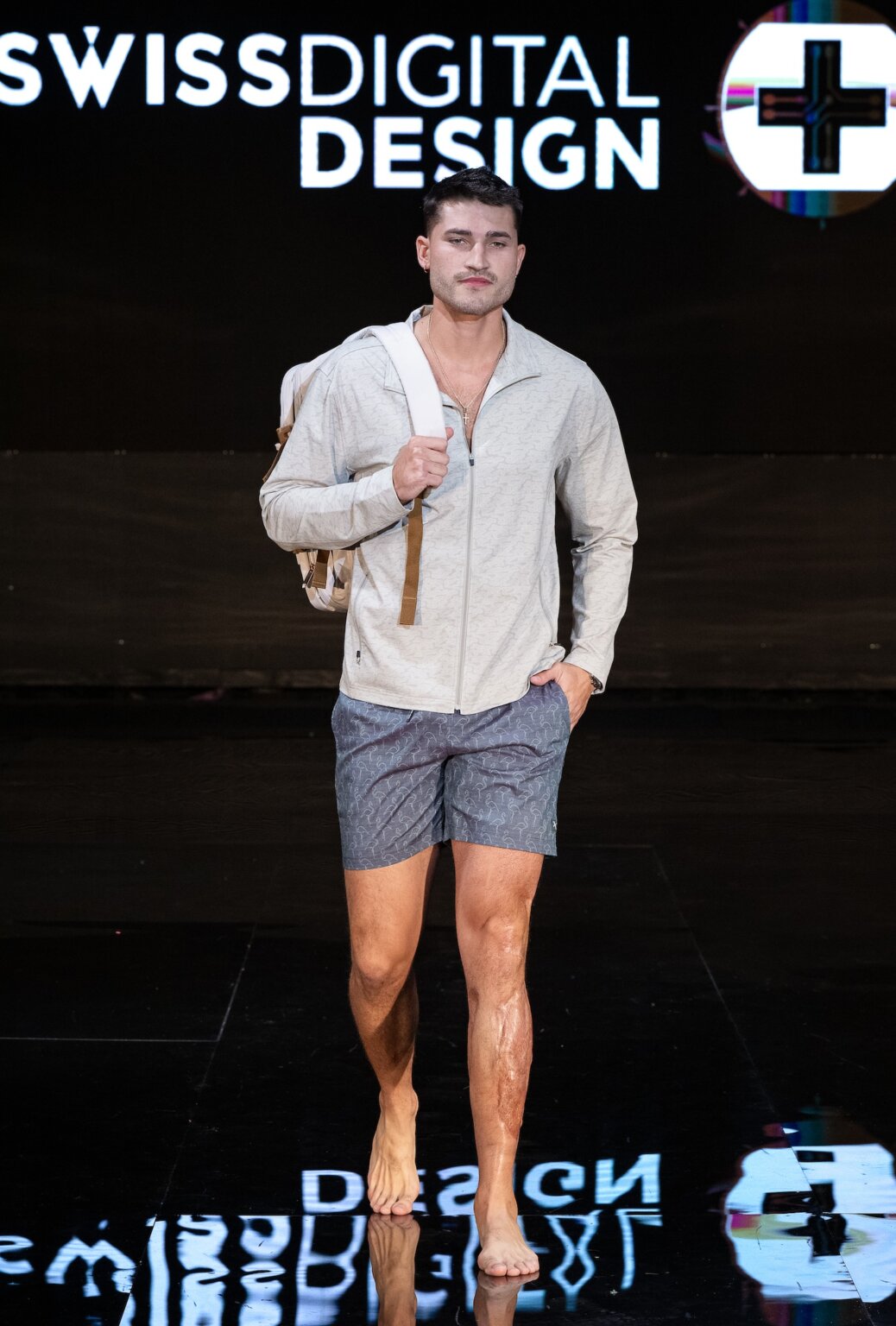 MIAMI, FLORIDA - MAY 29: A model walks the runway at the Swiss Digital Design show during Miami Swim Week Powered By Art Hearts Fashion at M2 MIAMI on May 29, 2026 in Miami, Florida. (Photo by Mark Gunter/Getty Images for Art Hearts Fashion)