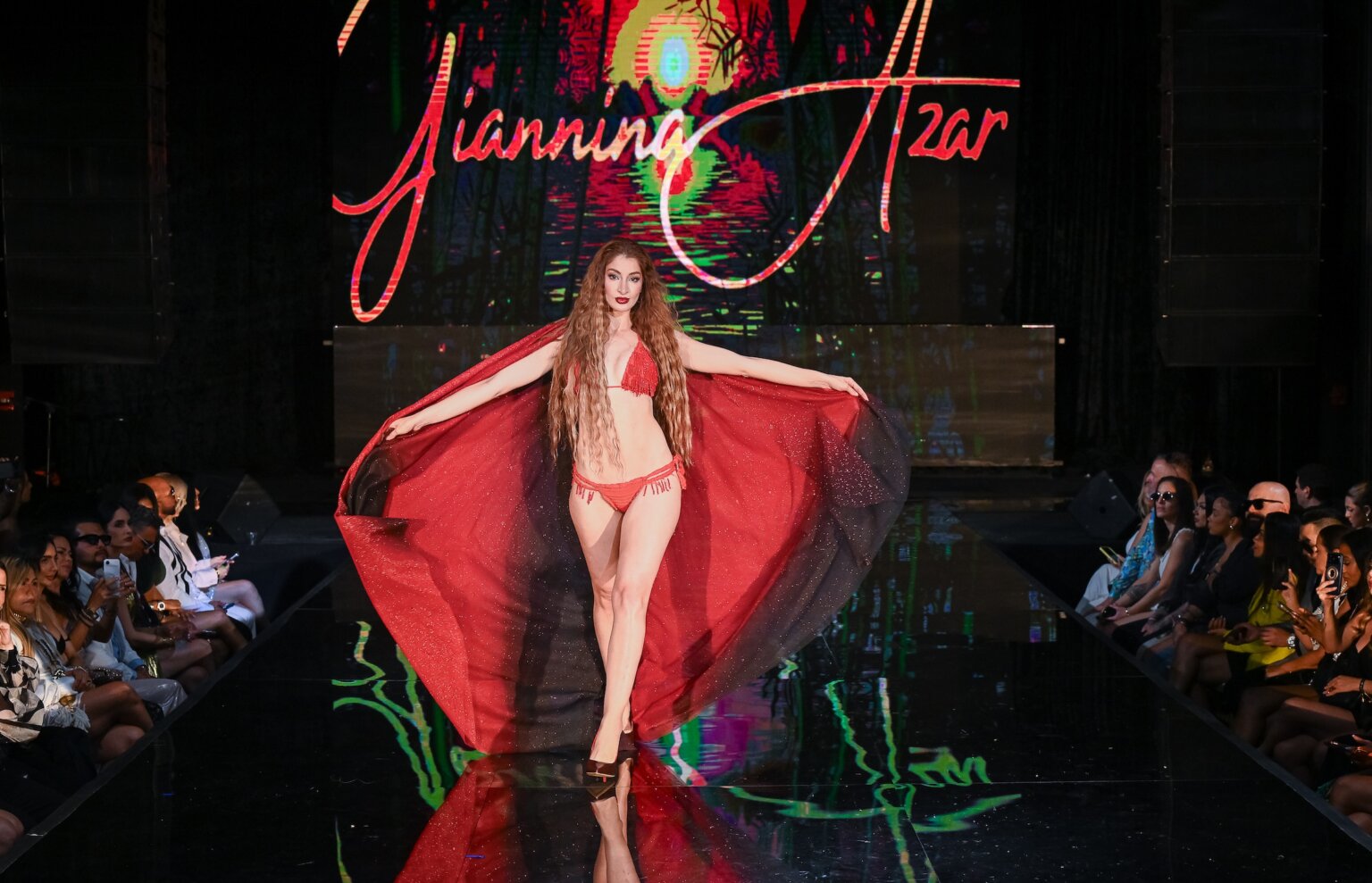 MIAMI, FLORIDA - MAY 29: Miss Earth Argentina 2020 Estrella Danieri walks the runway at the Giannina Azar show during Miami Swim Week Powered By Art Hearts Fashion at M2 MIAMI on May 29, 2026 in Miami, Florida. (Photo by Mark Gunter/Getty Images for Art Hearts Fashion)