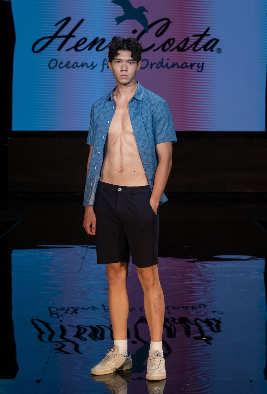 MIAMI, FLORIDA - MAY 28: A model walks the runway at the Henri Costa show during Miami Swim Week Powered By Art Hearts Fashion at M2 MIAMI on May 28, 2026 in Miami, Florida. (Photo by Mark Gunter/Getty Images for Art Hearts Fashion)