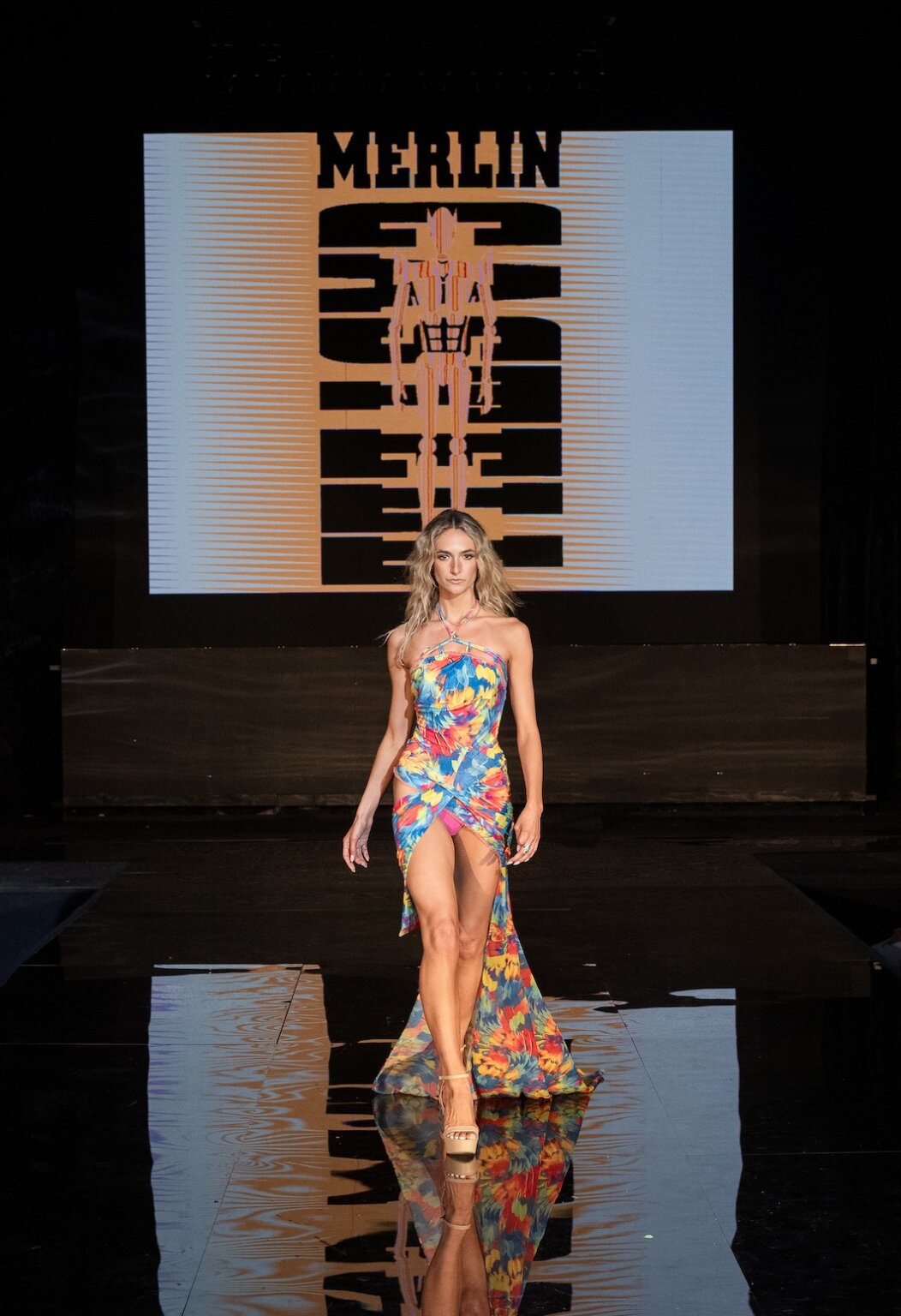 MIAMI, FLORIDA - MAY 28: A model walks the runway at the Merlin Castell show during Miami Swim Week Powered By Art Hearts Fashion at M2 MIAMI on May 28, 2026 in Miami, Florida. (Photo by Mark Gunter/Getty Images for Art Hearts Fashion)