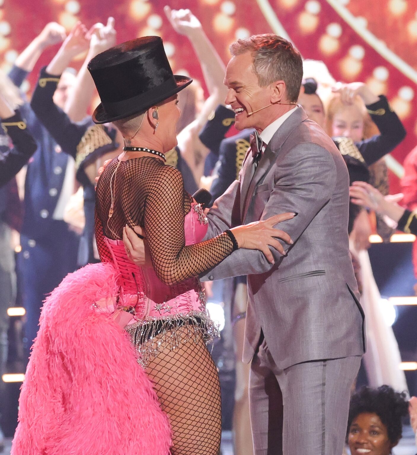 NEW YORK, NEW YORK - JUNE 07: (L-R) P!NK and Neil Patrick Harris perform onstage during The 79th Annual Tony Awards at Radio City Music Hall on June 07, 2026 in New York City. (Photo by Kevin Mazur/Getty Images for Tony Awards Productions)