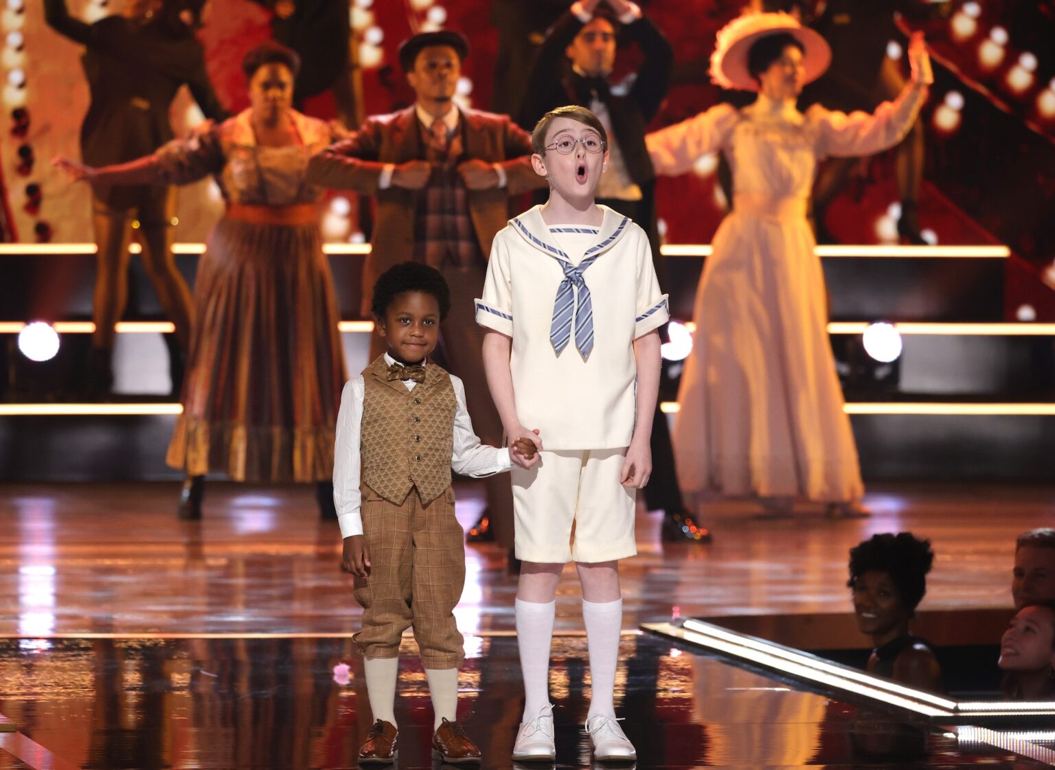 NEW YORK, NEW YORK - JUNE 07: Nick Barrington (R) performs onstage during The 79th Annual Tony Awards at Radio City Music Hall on June 07, 2026 in New York City. (Photo by Kevin Mazur/Getty Images for Tony Awards Productions)
