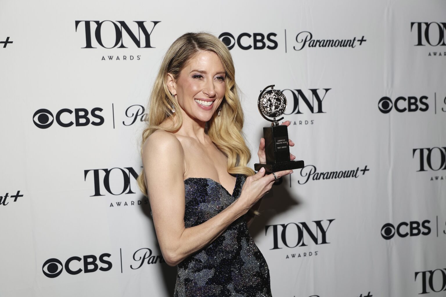 NEW YORK, NEW YORK - JUNE 07: Caissie Levy poses with the the Best Performance by an Actress in a Leading Role in a Musical award for Ragtime during The 79th Annual Tony Awards at Radio City Music Hall on June 07, 2026 in New York City. (Photo by Kevin Mazur/Getty Images for Tony Awards Productions)