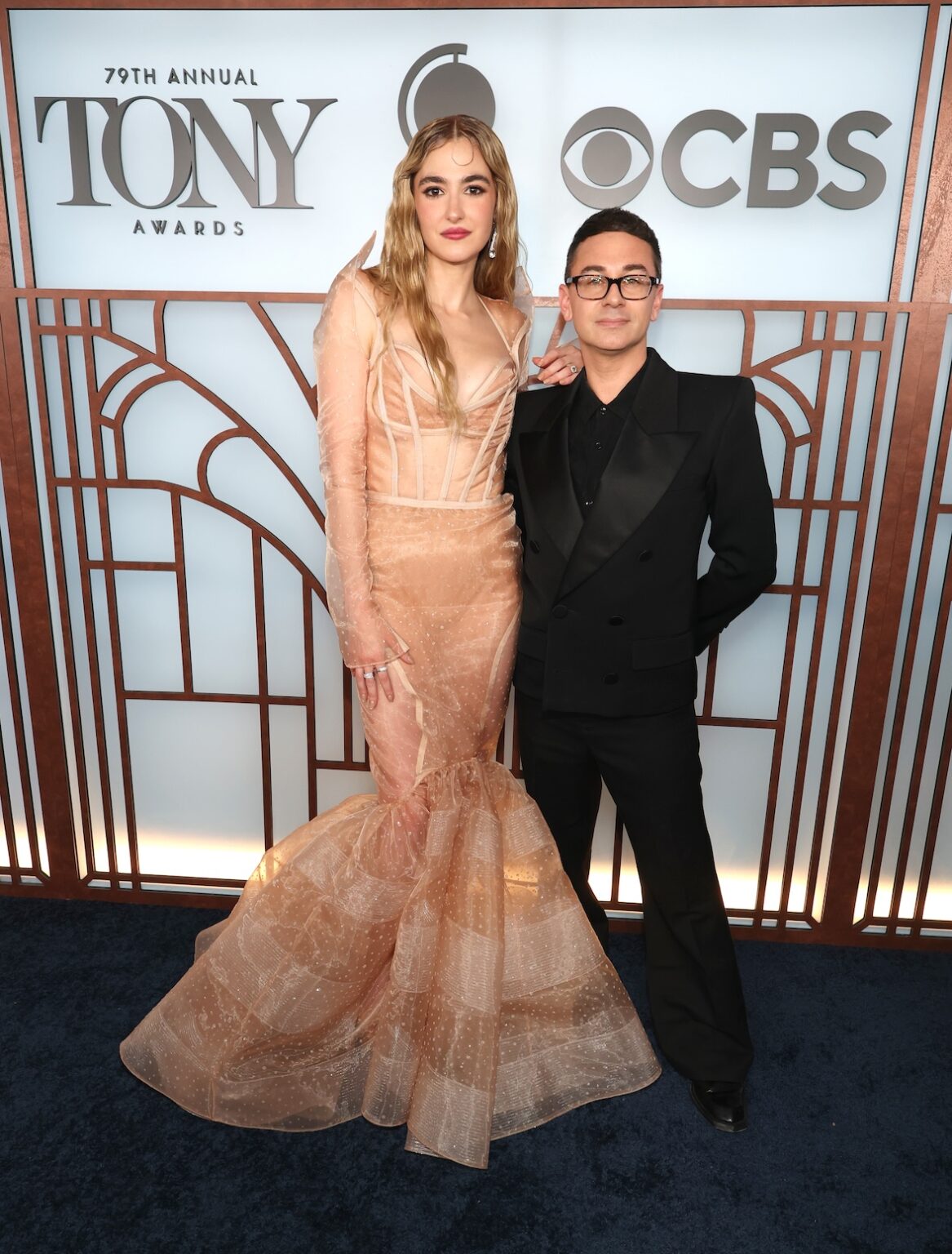 NEW YORK, NEW YORK - JUNE 07: (L-R) Hannah Cruz and Christian Siriano attend The 79th Annual Tony Awards at Radio City Music Hall on June 07, 2026 in New York City. (Photo by Kevin Mazur/Kevin Mazur/Getty Images for Tony Awards Productions)