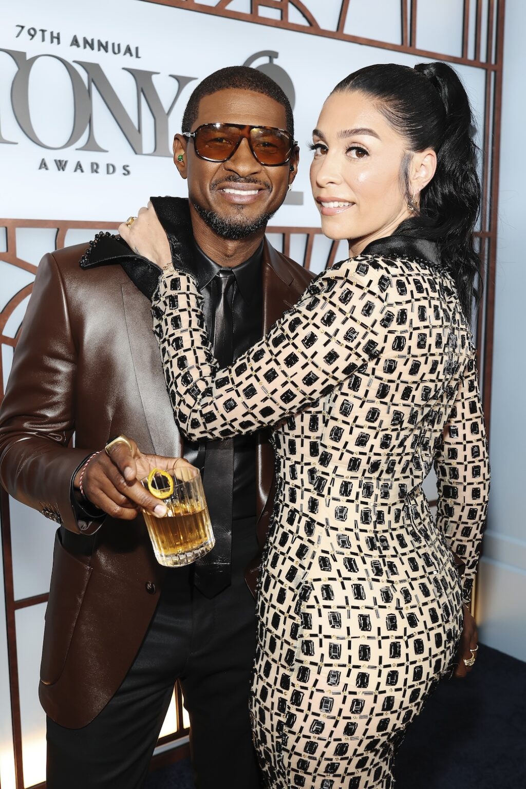 NEW YORK, NEW YORK - JUNE 07: (L-R) Usher and Jennifer Goicoechea Raymond attend The 79th Annual Tony Awards at Radio City Music Hall on June 07, 2026 in New York City. (Photo by Kevin Mazur/Kevin Mazur/Getty Images for Tony Awards Productions)