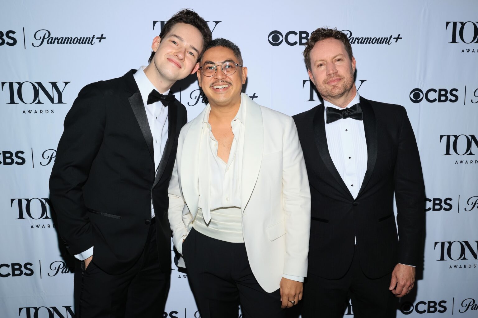 NEW YORK, NEW YORK - JUNE 07: (L-R) Andrew Lewis, Michael Samonte, and Ricky Rollins backstage during The 79th Annual Tony Awards at Radio City Music Hall on June 07, 2026 in New York City. (Photo by Jemal Countess/Getty Images for Tony Awards Productions)