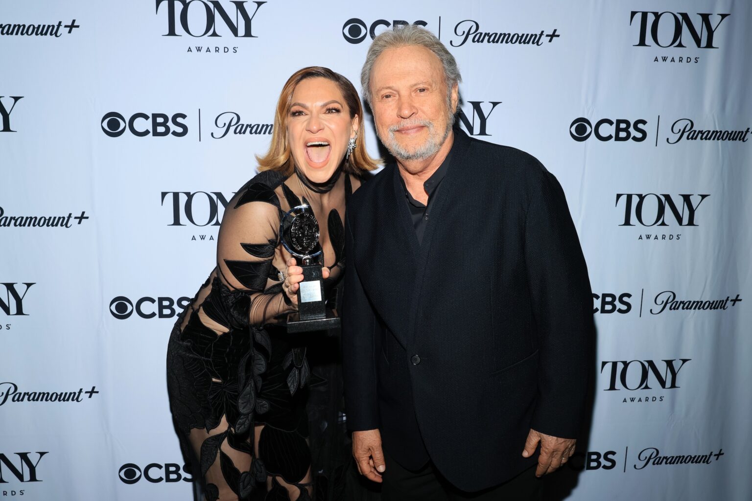 NEW YORK, NEW YORK - JUNE 07: (L-R) Shoshana Bean and Billy Crystal backstage during The 79th Annual Tony Awards at Radio City Music Hall on June 07, 2026 in New York City. (Photo by Jemal Countess/Getty Images for Tony Awards Productions)