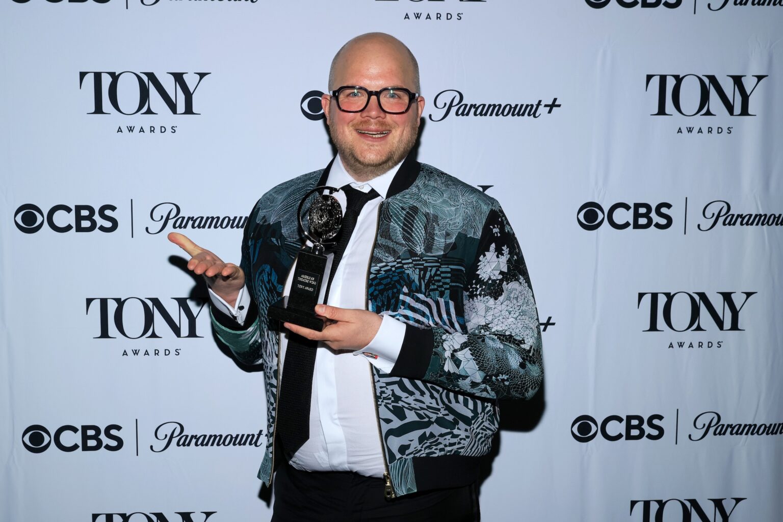 NEW YORK, NEW YORK - JUNE 07: Jack Knowles poses with the Best Lighting Design of a Play award for Arthur Miller's Death of a Salesman backstage during The 79th Annual Tony Awards at Radio City Music Hall on June 07, 2026 in New York City. (Photo by Jemal Countess/Getty Images for Tony Awards Productions)