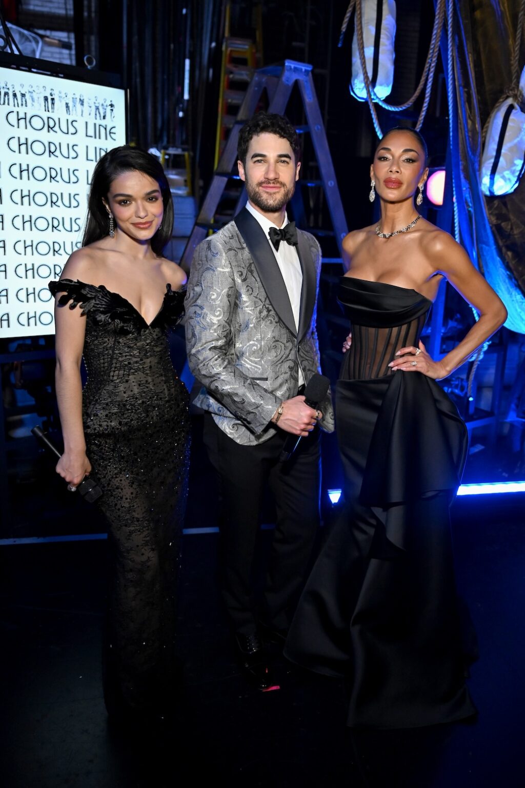 NEW YORK, NEW YORK - JUNE 07: (L-R) Rachel Zegler, Darren Criss and Nicole Scherzinger attend The 79th Annual Tony Awards at Radio City Music Hall on June 07, 2026 in New York City. (Photo by Jenny Anderson/Getty Images for Tony Awards Productions)