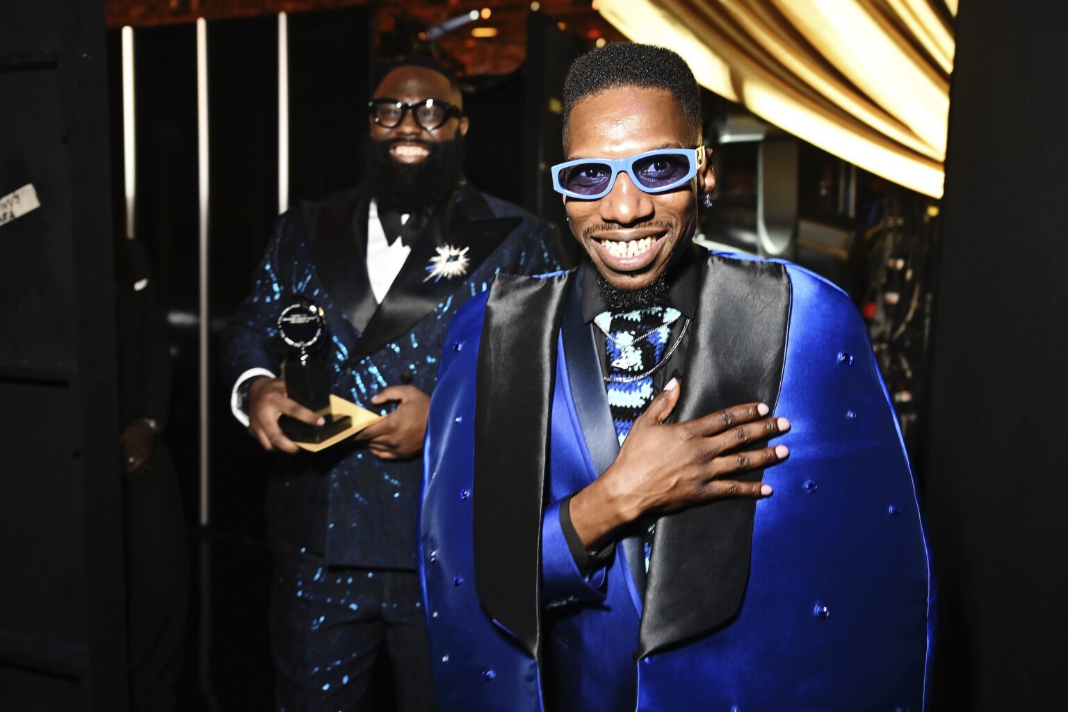 NEW YORK, NEW YORK - JUNE 07: (L-R) Arturo Lyons and Omari Wiles attend The 79th Annual Tony Awards at Radio City Music Hall on June 07, 2026 in New York City. (Photo by Jenny Anderson/Getty Images for Tony Awards Productions)