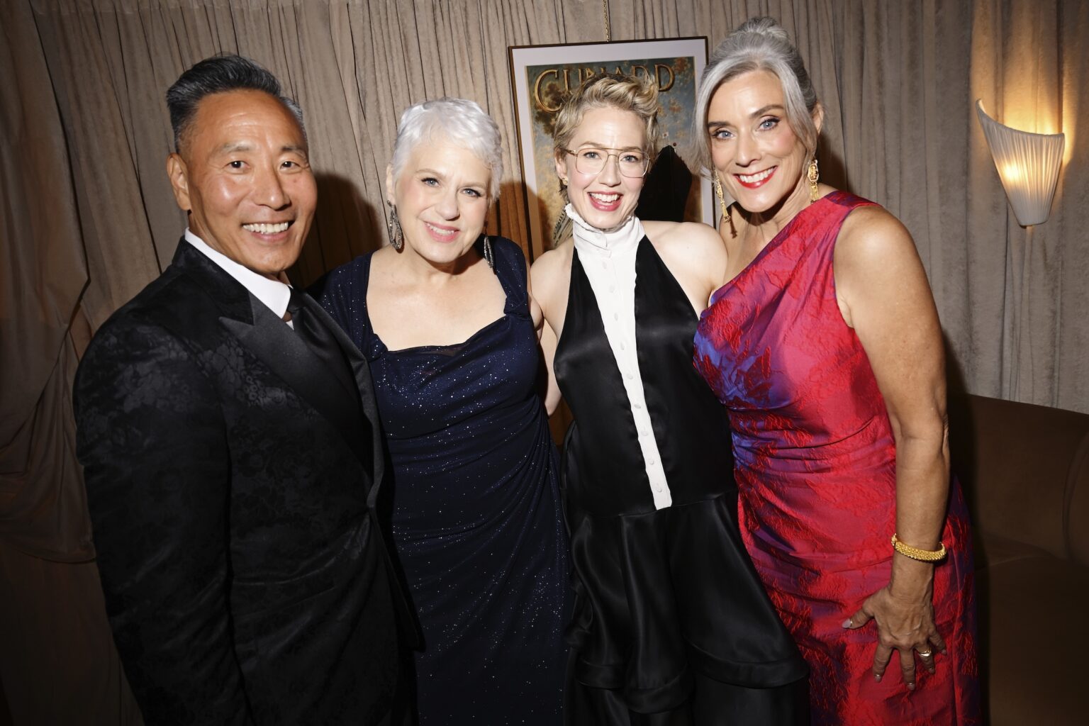 NEW YORK, NEW YORK - JUNE 07: (L-R) JaHan Wang, Sara Young, Carrie Coon and Brenda DeVita attend The 79th Annual Tony Awards Green Room Presented By Cunard at Radio City Music Hall on June 07, 2026 in New York City. (Photo by Valerie Terranova/Getty Images for Cunard)