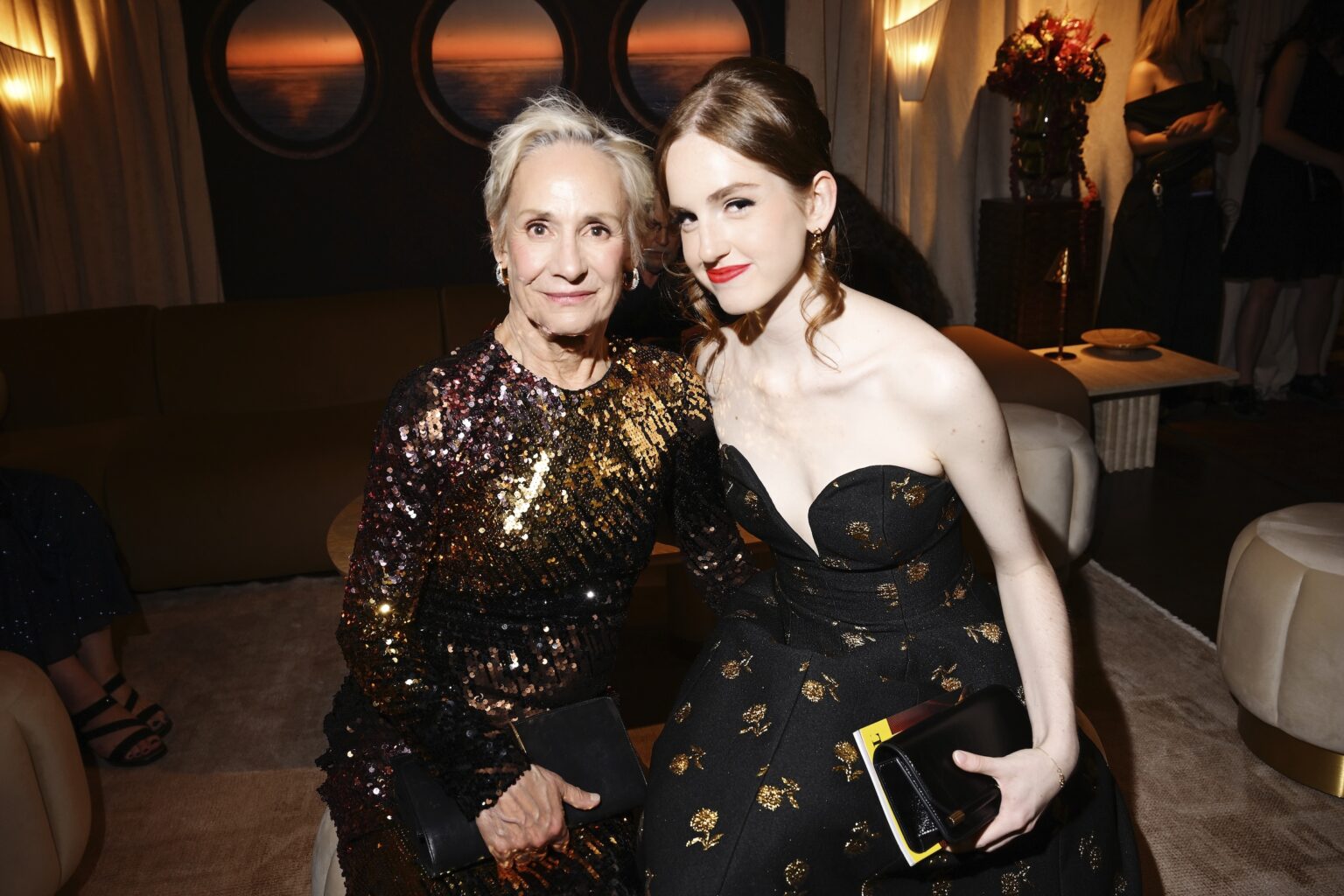 NEW YORK, NEW YORK - JUNE 07: (L-R) Laurie Metcalf and Mae Roth attend The 79th Annual Tony Awards Green Room Presented By Cunard at Radio City Music Hall on June 07, 2026 in New York City. (Photo by Valerie Terranova/Getty Images for Cunard)