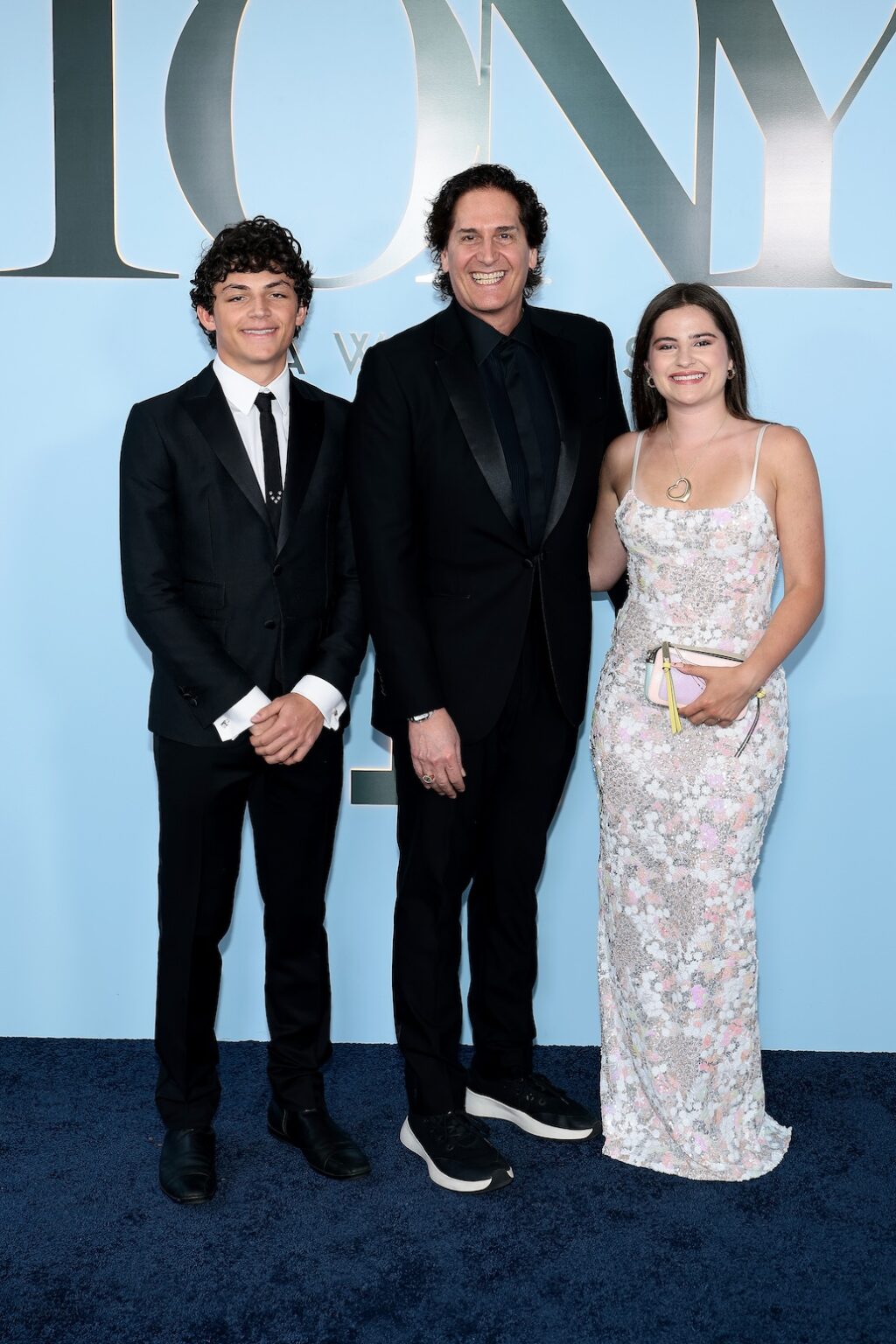 NEW YORK, NEW YORK - JUNE 07: (L-R) Luke Scandalios, Nick Scandalios and Kate Swezey-Scandalios attend The 79th Annual Tony Awards at Radio City Music Hall on June 07, 2026 in New York City. (Photo by Dimitrios Kambouris/Getty Images for Tony Awards Productions)