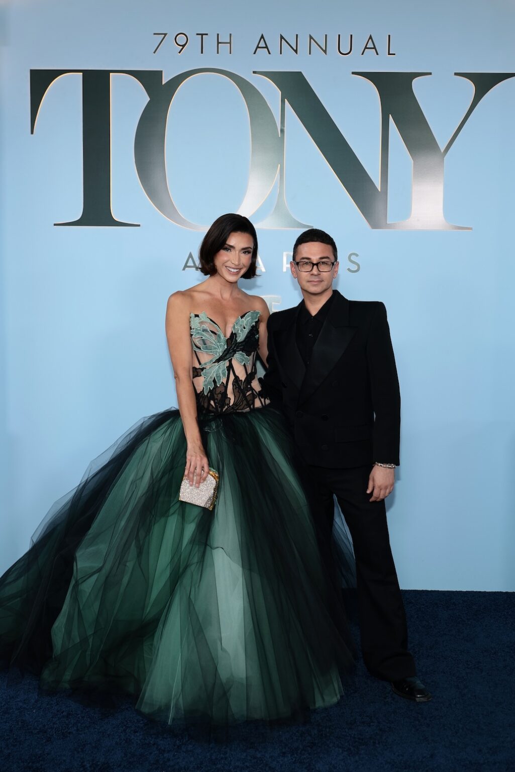 NEW YORK, NEW YORK - JUNE 07: (L-R) Bronwyn Newport and Christian Siriano attend The 79th Annual Tony Awards at Radio City Music Hall on June 07, 2026 in New York City. (Photo by Dimitrios Kambouris/Getty Images for Tony Awards Productions)
