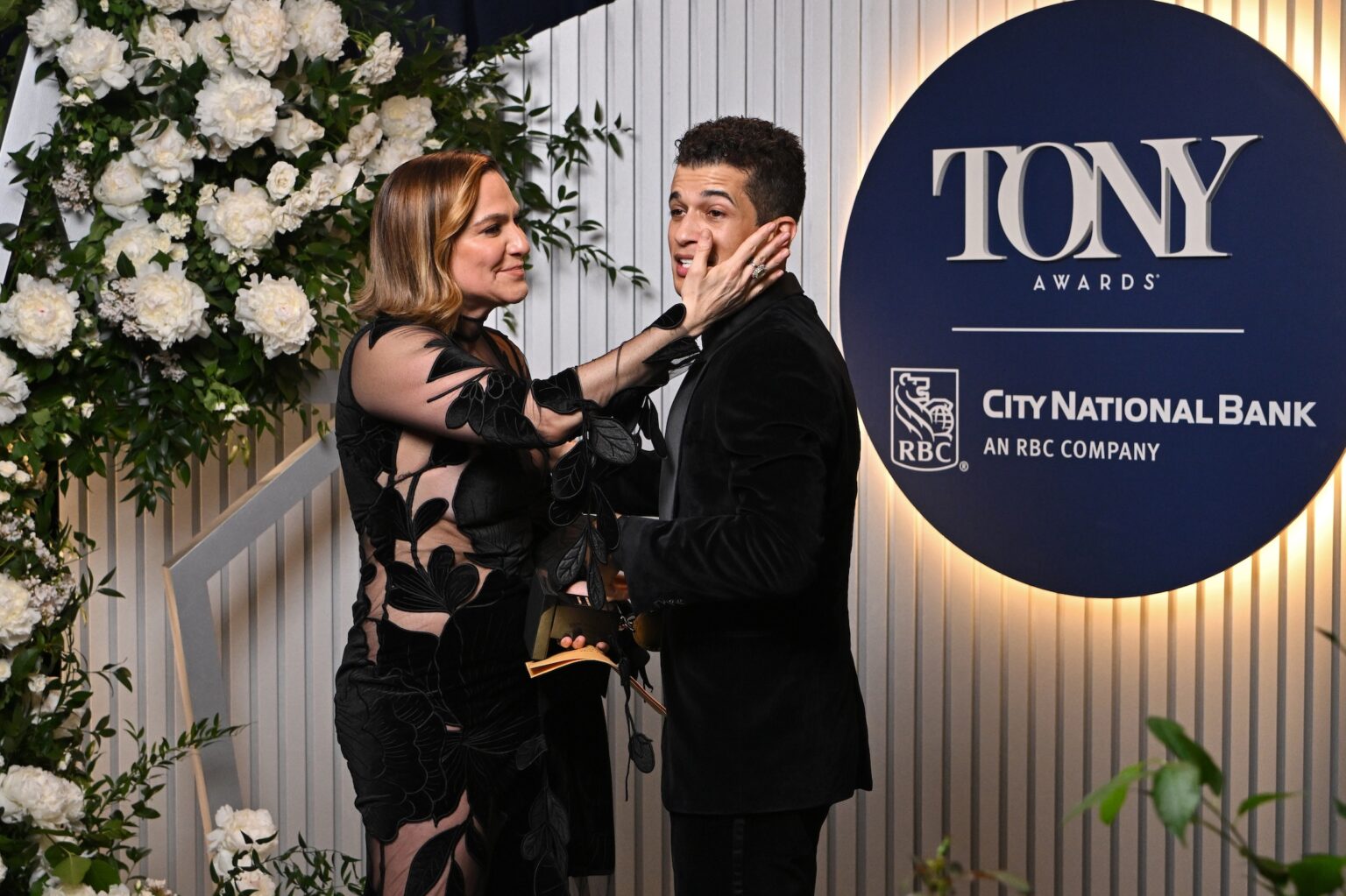 NEW YORK, NEW YORK - JUNE 07: (L-R) Shoshana Bean and Jordan Fisher attend The 79th Annual Tony Awards First Impression's Presented by City National Bank at Radio City Music Hall on June 07, 2026 in New York City. (Photo by Bryan Bedder/Getty Images for Tony Awards Productions)