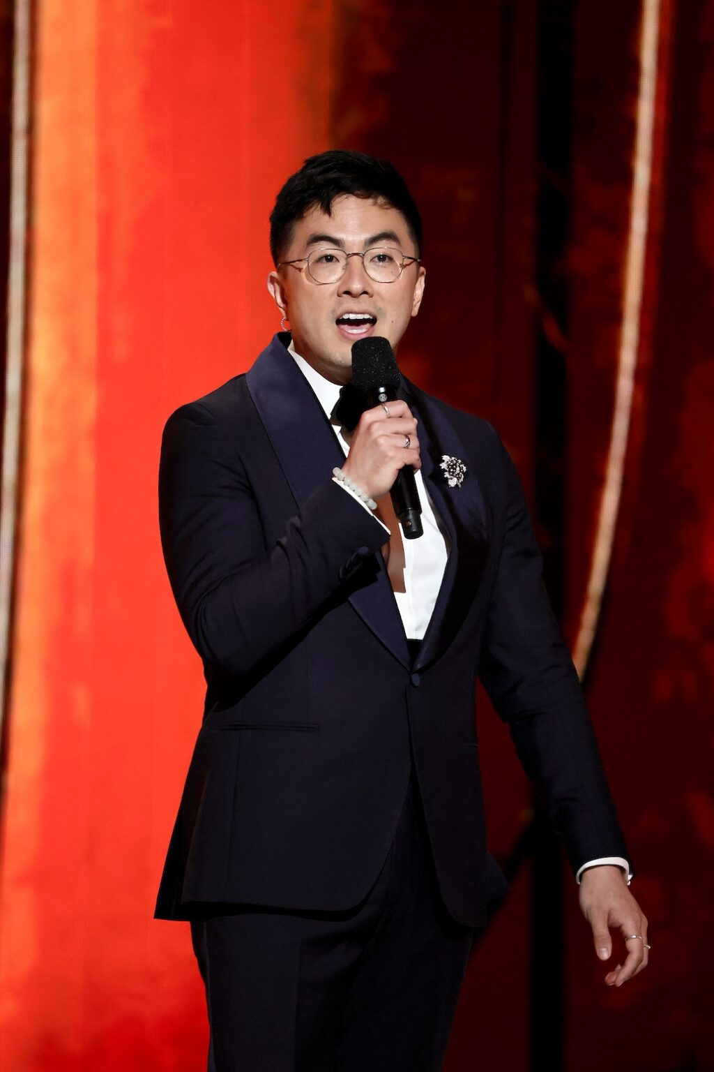NEW YORK, NEW YORK - JUNE 07: Bowen Yang speaks onstage during The 79th Annual Tony Awards at Radio City Music Hall on June 07, 2026 in New York City. (Photo by Theo Wargo/Getty Images for Tony Awards Productions)
