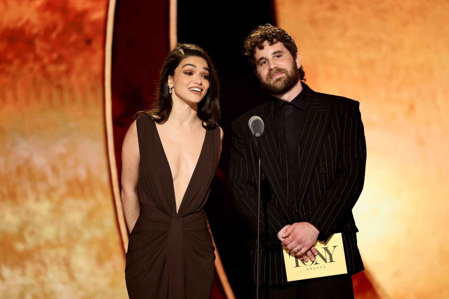 NEW YORK, NEW YORK - JUNE 07: (L-R) Rachel Zegler and Ben Platt speak onstage during The 79th Annual Tony Awards at Radio City Music Hall on June 07, 2026 in New York City. (Photo by Theo Wargo/Getty Images for Tony Awards Productions)