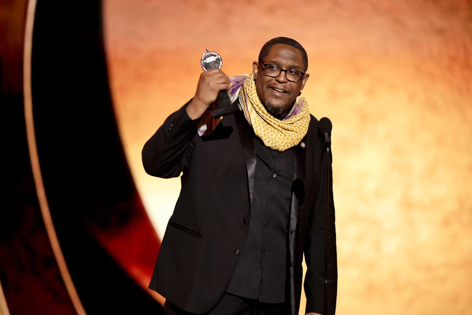 NEW YORK, NEW YORK - JUNE 07: Mikaal Sulaiman accepts the Best Sound Design of a Play award for Arthur Miller's Death of a Salesman onstage during The 79th Annual Tony Awards at Radio City Music Hall on June 07, 2026 in New York City. (Photo by Theo Wargo/Getty Images for Tony Awards Productions)