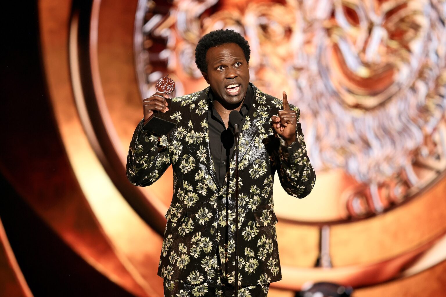 NEW YORK, NEW YORK - JUNE 07: Joshua Henry accepts the Best Performance by an Actor in a Leading Role in a Musical award for Ragtime onstage during The 79th Annual Tony Awards at Radio City Music Hall on June 07, 2026 in New York City. (Photo by Theo Wargo/Getty Images for Tony Awards Productions)