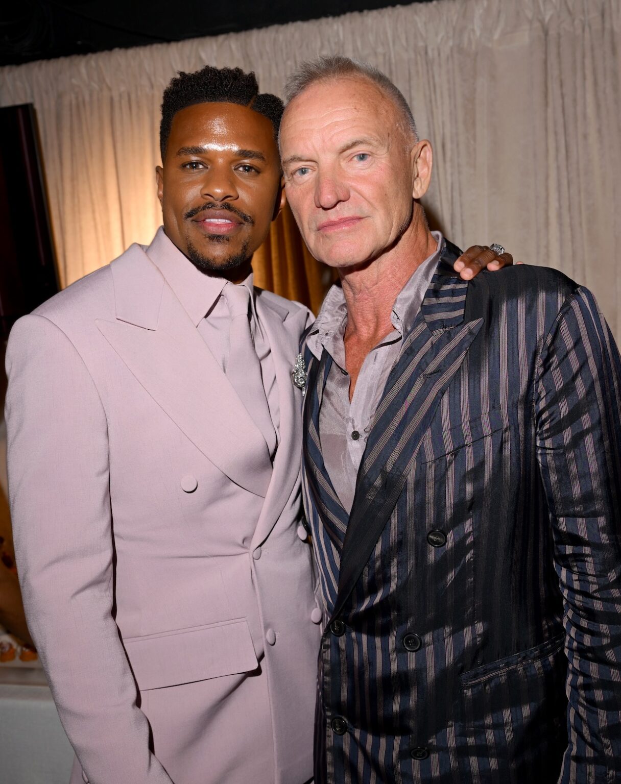 NEW YORK, NEW YORK - JUNE 07: (L-R) Jeremy Pope and Sting attend The 79th Annual Tony Awards Green Room Presented By Cunard at Radio City Music Hall on June 07, 2026 in New York City. (Photo by Valerie Terranova/Getty Images for Cunard)