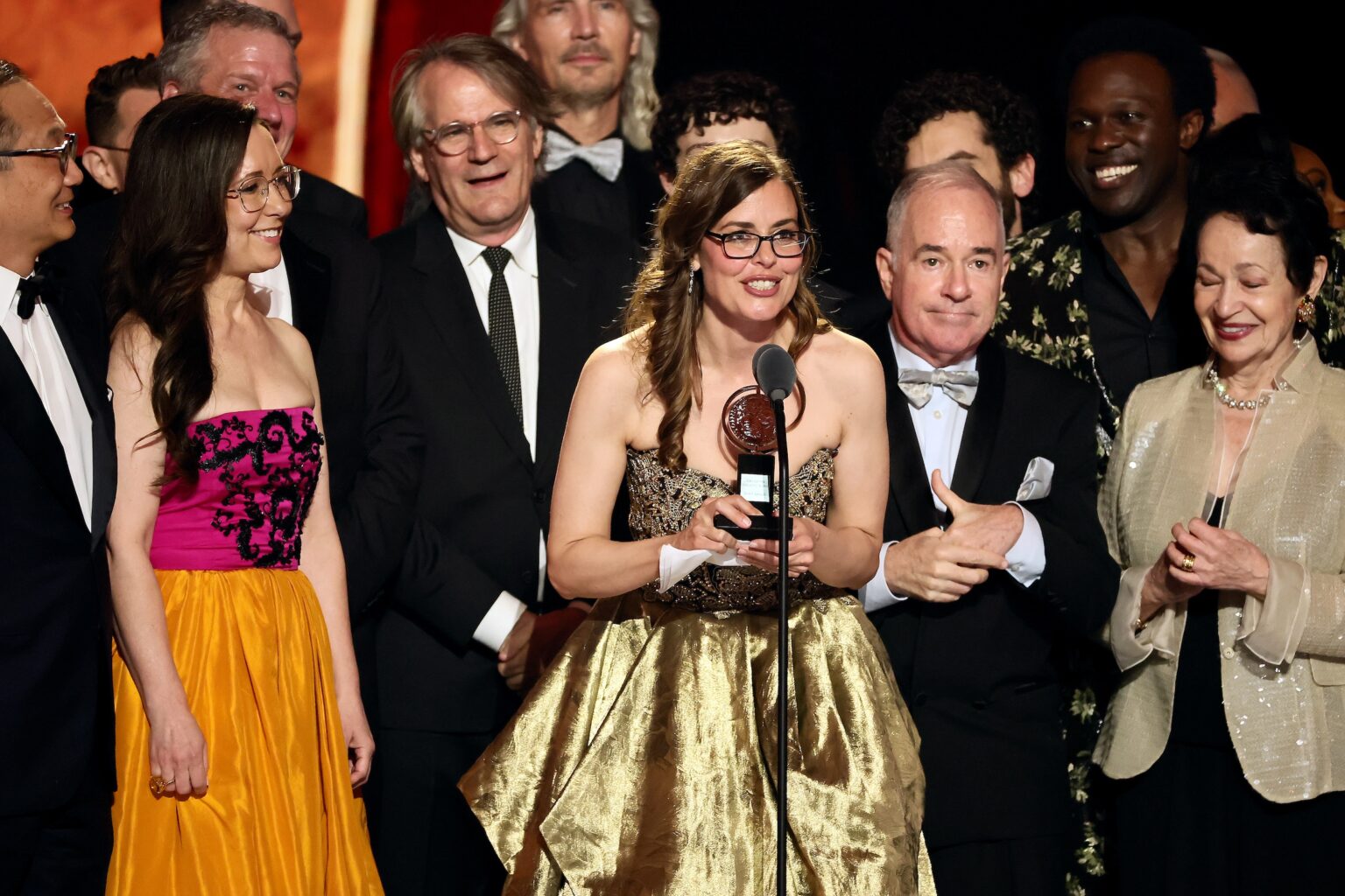 NEW YORK, NEW YORK - JUNE 07: Lear DeBessonet accepts the Best Revival of a Musical award for Ragtime alongside cast and crew onstage during The 79th Annual Tony Awards at Radio City Music Hall on June 07, 2026 in New York City. (Photo by Theo Wargo/Getty Images for Tony Awards Productions)