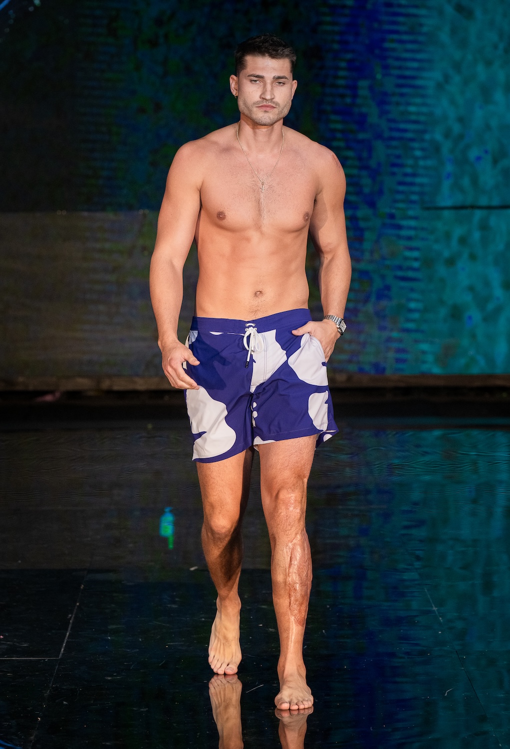 MIAMI, FLORIDA - MAY 29: A model walks the runway at the Sorrento Blu show during Miami Swim Week Powered By Art Hearts Fashion at M2 MIAMI on May 29, 2026 in Miami, Florida. (Photo by Mark Gunter/Getty Images for Art Hearts Fashion)