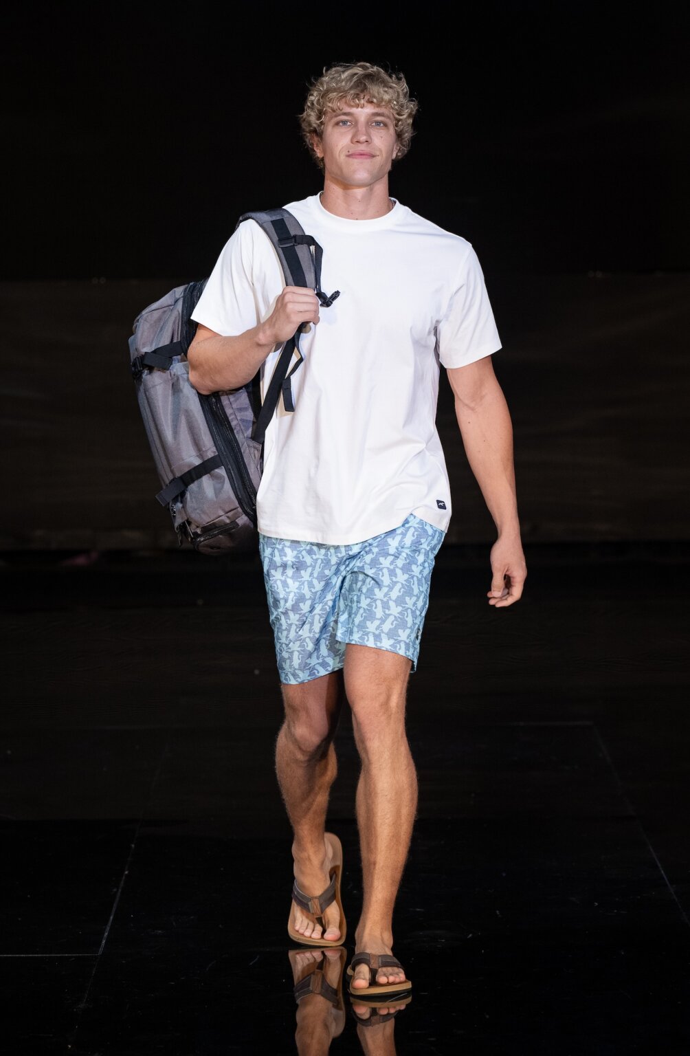MIAMI, FLORIDA - MAY 29: A model walks the runway at the Swiss Digital Design show during Miami Swim Week Powered By Art Hearts Fashion at M2 MIAMI on May 29, 2026 in Miami, Florida. (Photo by Mark Gunter/Getty Images for Art Hearts Fashion)