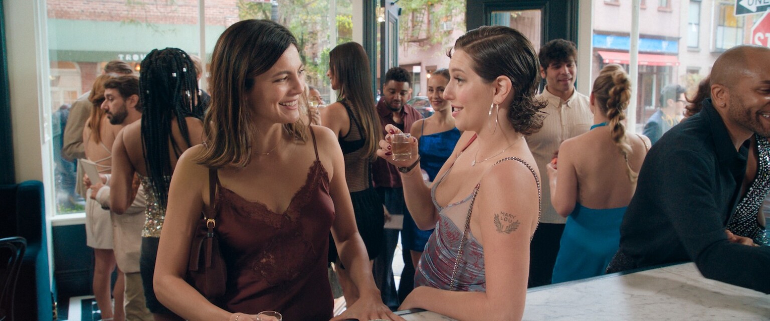 (From left) Allie (Monica Barbaro) and Jacinta (King Princess) in One Night Only, directed by Will Gluck.