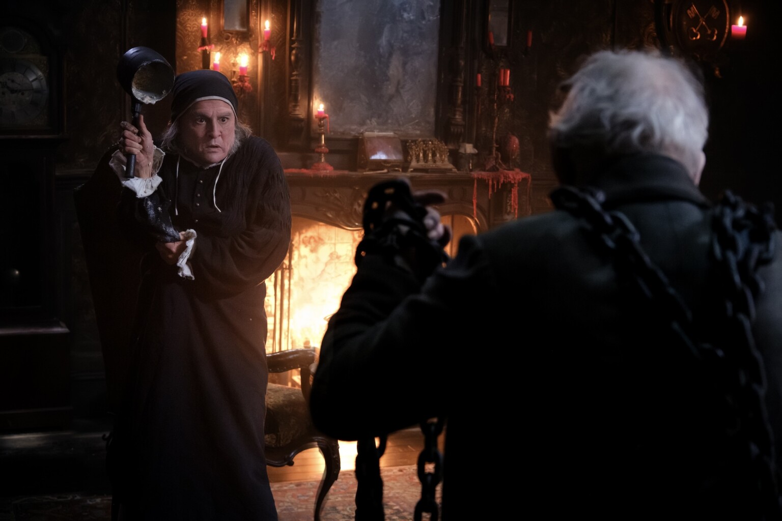 Johnny Depp and Ian McKellen in Ebenezer from Paramount Pictures.
