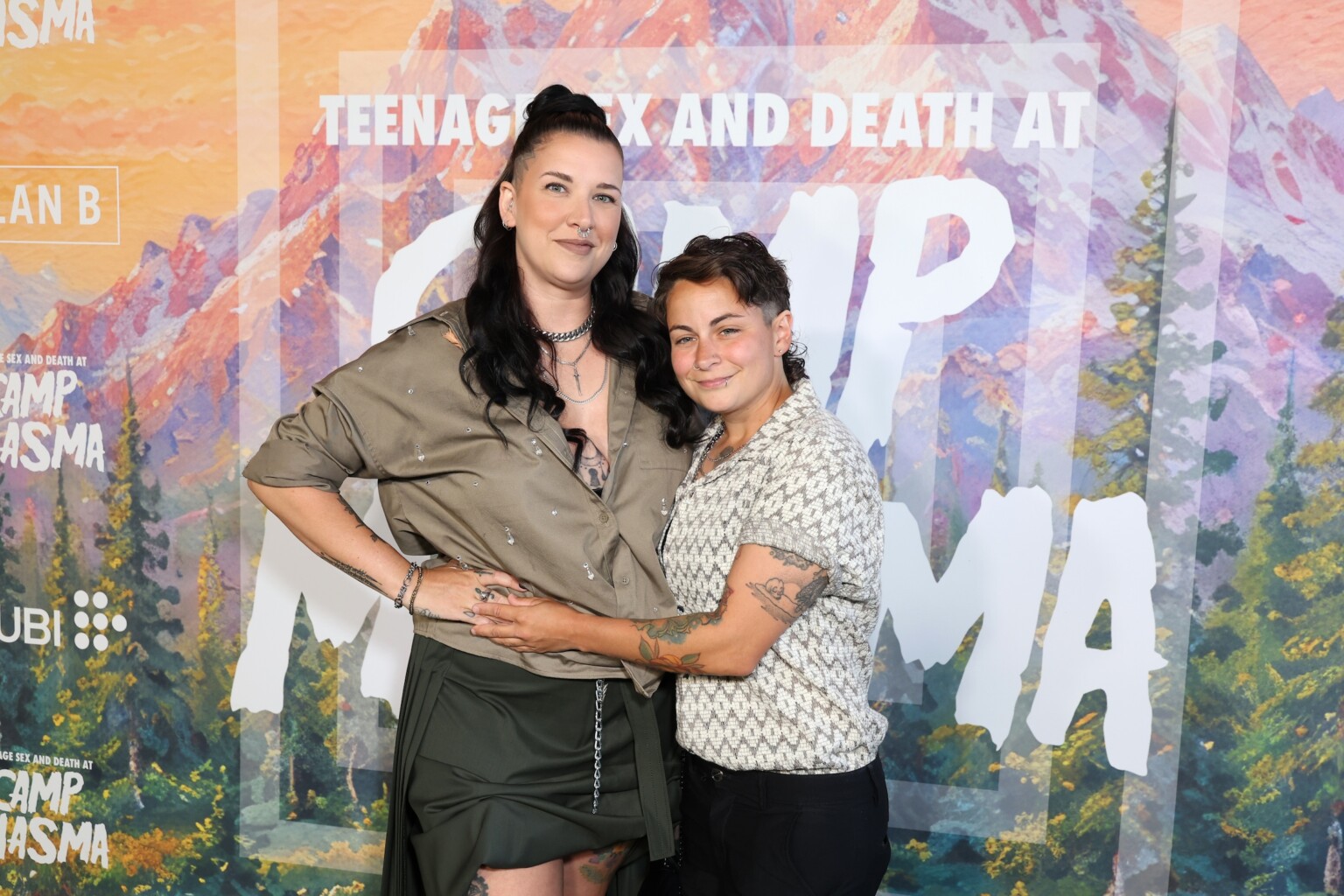 LOS ANGELES, CALIFORNIA - JULY 29: Lee Coulombe (L) and Jessica Gallagher seen at the Special Screening of Mubi's "Teenage Sex and Death at Camp Miasma" at DGA Theatre on July 29, 2026 in Los Angeles, California. (Photo by JC Olivera/Mubi via Getty Images)