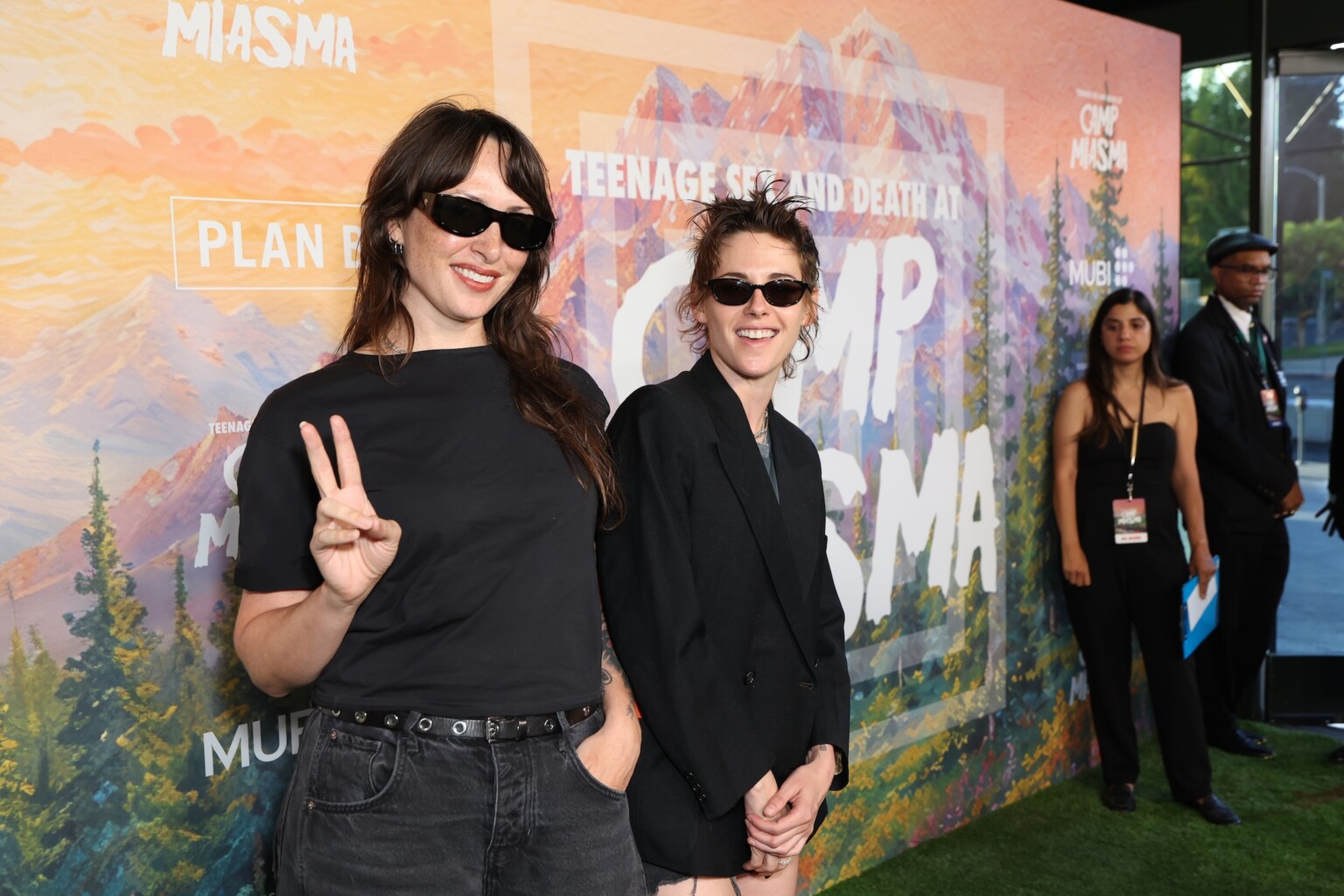 LOS ANGELES, CALIFORNIA - JULY 29: Maggie McLean (L) and Kristen Stewart seen at the Special Screening of Mubi's "Teenage Sex and Death at Camp Miasma" at DGA Theatre on July 29, 2026 in Los Angeles, California. (Photo by JC Olivera/Mubi via Getty Images)