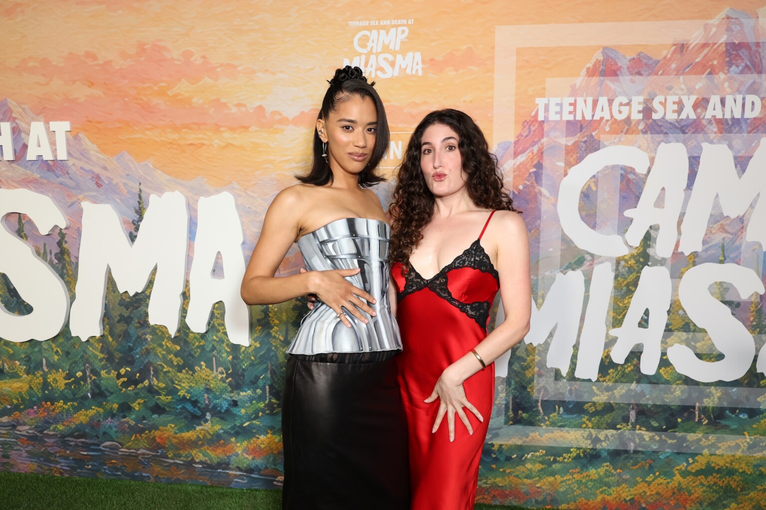 LOS ANGELES, CALIFORNIA - JULY 29: Jasmin Savoy Brown (L) and Kate Berlant seen at the Special Screening of Mubi's "Teenage Sex and Death at Camp Miasma" at DGA Theatre on July 29, 2026 in Los Angeles, California. (Photo by JC Olivera/Mubi via Getty Images)