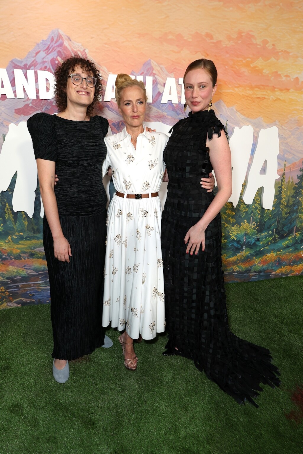 LOS ANGELES, CALIFORNIA - JULY 29: (L-R) Jane Schoenbrun, Gillian Anderson and Hannah Einbinder seen at the Special Screening of Mubi's "Teenage Sex and Death at Camp Miasma" at DGA Theatre on July 29, 2026 in Los Angeles, California. (Photo by JC Olivera/Mubi via Getty Images)