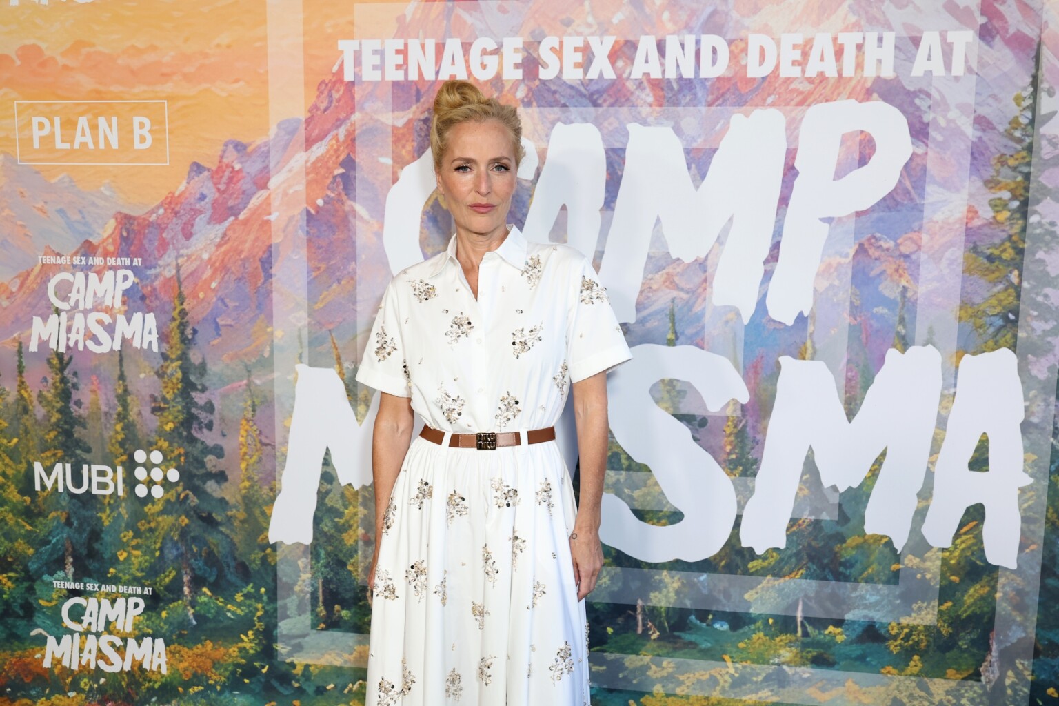 LOS ANGELES, CALIFORNIA - JULY 29: Gillian Anderson seen at the Special Screening of Mubi's "Teenage Sex and Death at Camp Miasma" at DGA Theatre on July 29, 2026 in Los Angeles, California. (Photo by JC Olivera/Mubi via Getty Images)