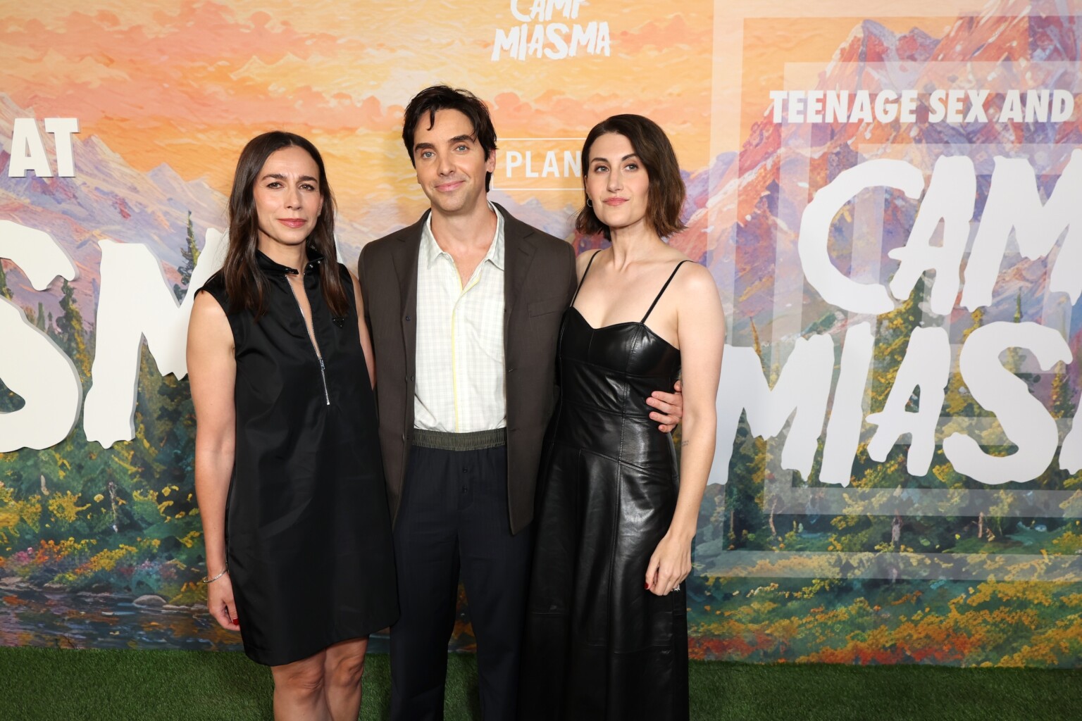 LOS ANGELES, CALIFORNIA - JULY 29: (L-R) Lucia Aniello, Paul W. Downs and Jen Statsky seen at the Special Screening of Mubi's "Teenage Sex and Death at Camp Miasma" at DGA Theatre on July 29, 2026 in Los Angeles, California. (Photo by JC Olivera/Mubi via Getty Images)