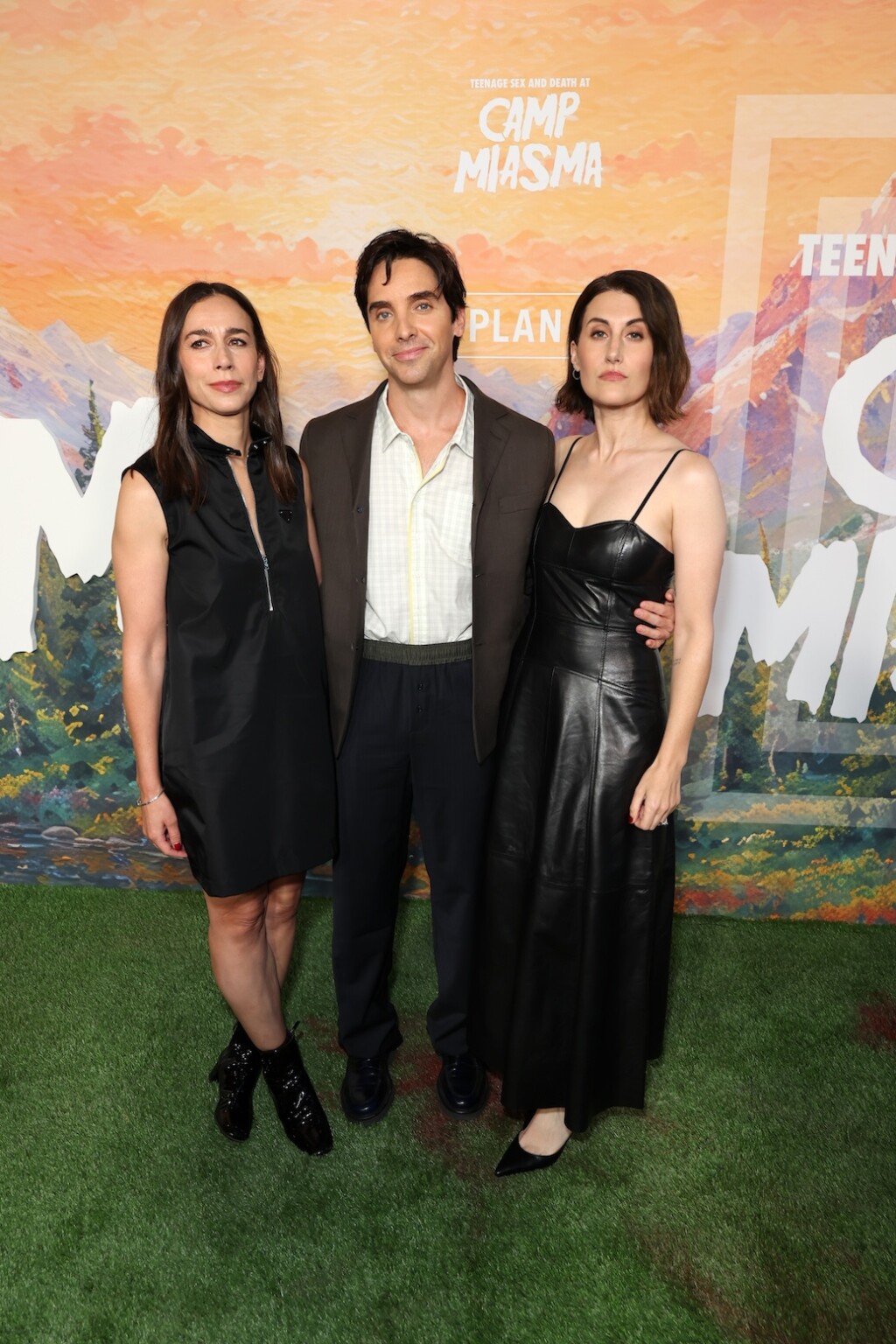 LOS ANGELES, CALIFORNIA - JULY 29: (L-R) Lucia Aniello, Paul W. Downs and Jen Statsky seen at the Special Screening of Mubi's "Teenage Sex and Death at Camp Miasma" at DGA Theatre on July 29, 2026 in Los Angeles, California. (Photo by JC Olivera/Mubi via Getty Images)