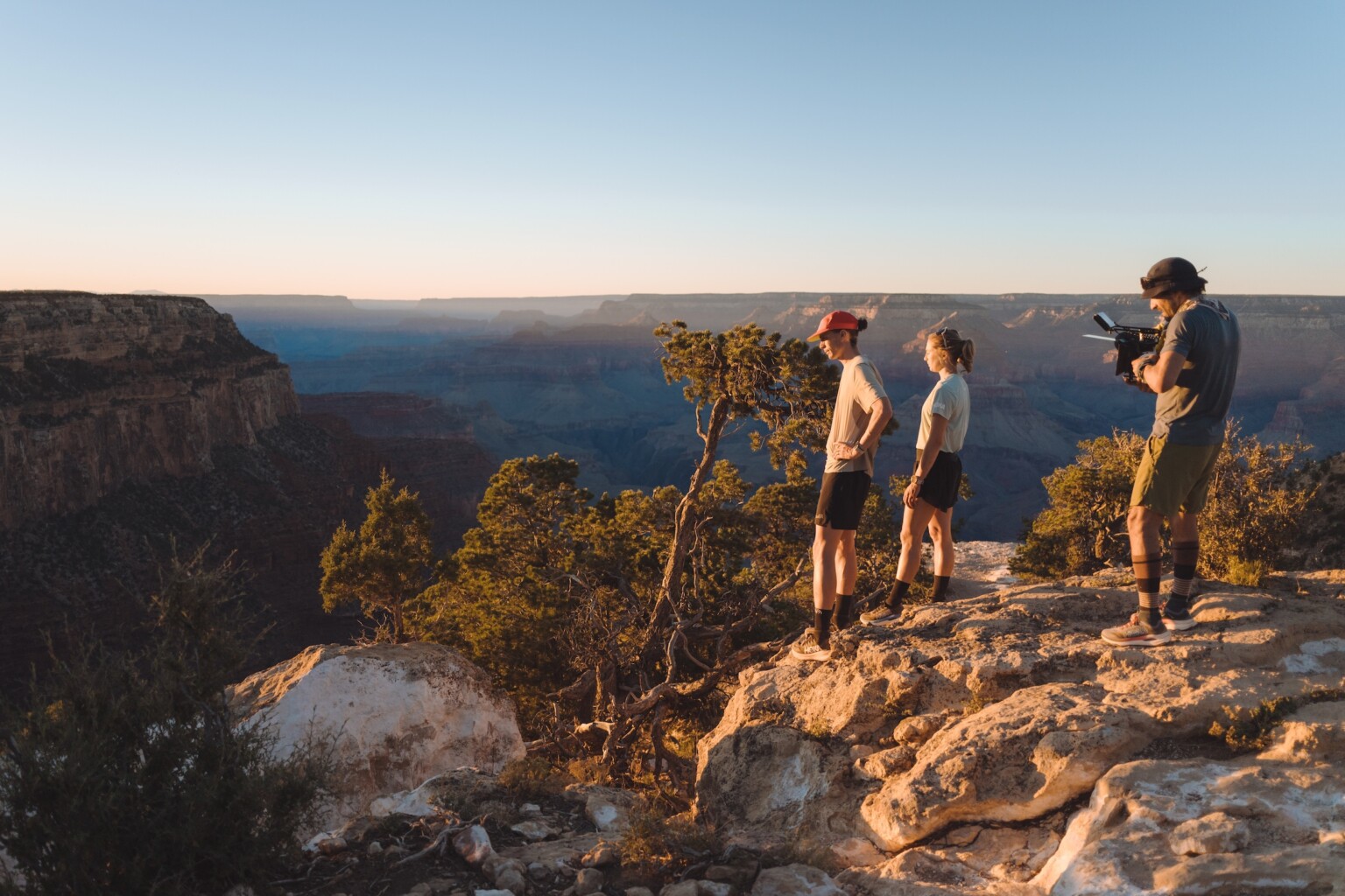 LEARNING TO FLY documentary crew with Jim Walmsley and Jess Brazeau in Grand Canyon. National Park Photo Credit: Max Lowe
