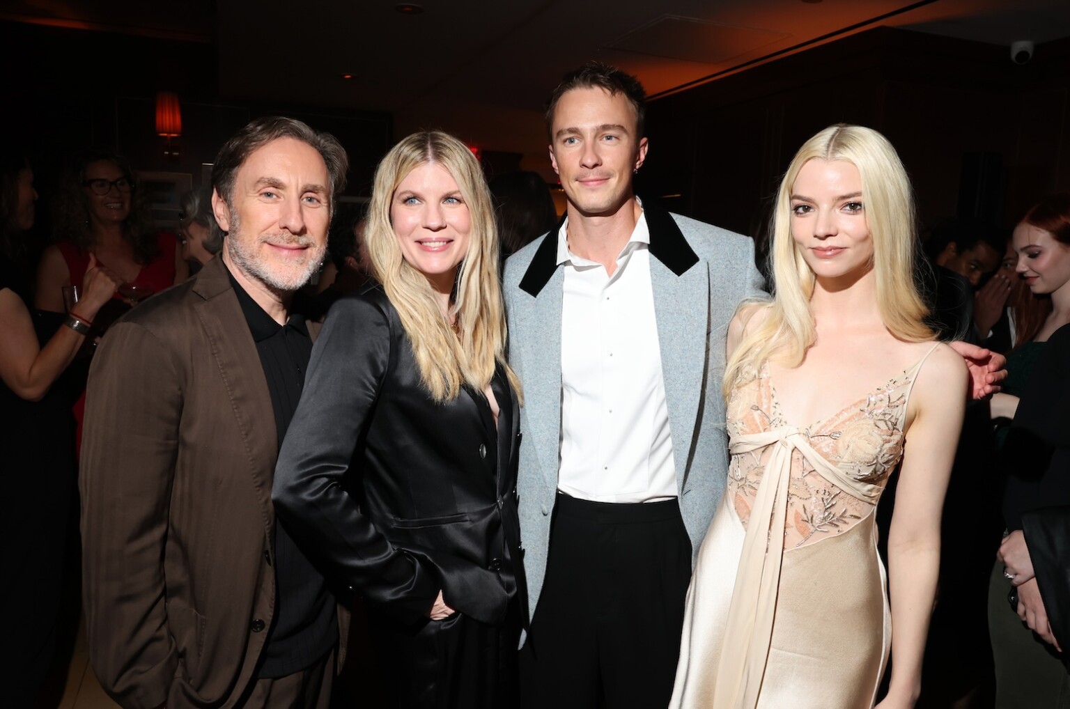 LOS ANGELES, CALIFORNIA - JULY 13: (L-R) Co-showrunner/writer/executive producer Jonathan Tropper, co-showrunner/executive producer Cassie Pappas, Drew Starkey and executive producer Anya Taylor-Joy attend the global premiere of the upcoming Apple TV series “Lucky” after party at the Sunset Tower on July 13, 2026 in Los Angeles, California. The series debuts globally on Apple TV on Wednesday, July 15, 2026. (Photo by Eric Charbonneau/Apple TV via Getty Images)