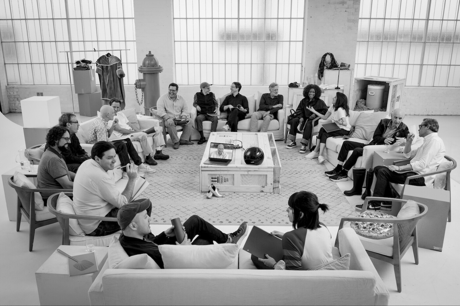Clockwise from the top - Director Josh Greenbaum, Bill Pullman, Keke Palmer, Daphne Zuniga, George Wyner Jeb Brody (Producer), Taylor Stuewe (Associate Producer) Austin Lee (Associate Producer), Benji Samit (Writer), Dan Hernandez (Writer), Adam Merims (Line Producer/EP), Anthony Carrigan Lewis Pullman, Josh Gad, Rick Moranis.