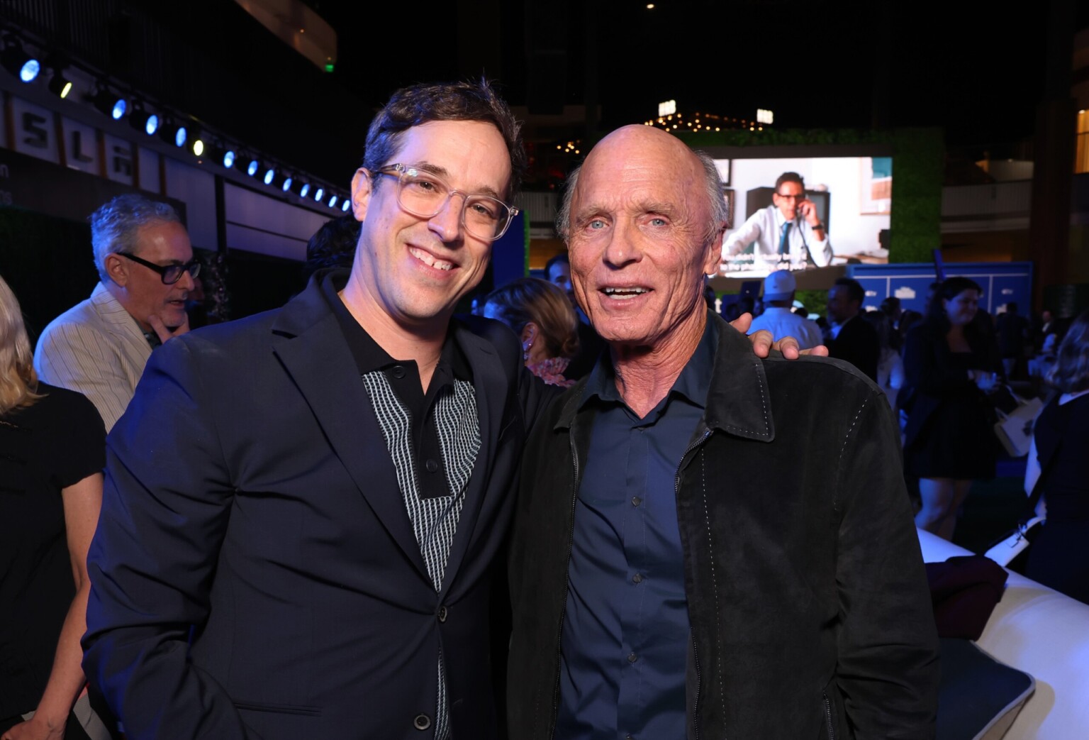 LOS ANGELES, CALIFORNIA - JULY 20: Director/executive producer Josh Greenbaum (L) and Ed Harris attend the global premiere of the upcoming Apple TV sports comedy “The Dink” at The Atrium at Westfield Century City on July 20, 2026 in Los Angeles, California. “The Dink” streams globally on Apple TV on Friday, July 24, 2026. (Photo by Eric Charbonneau/Apple TV via Getty Images)