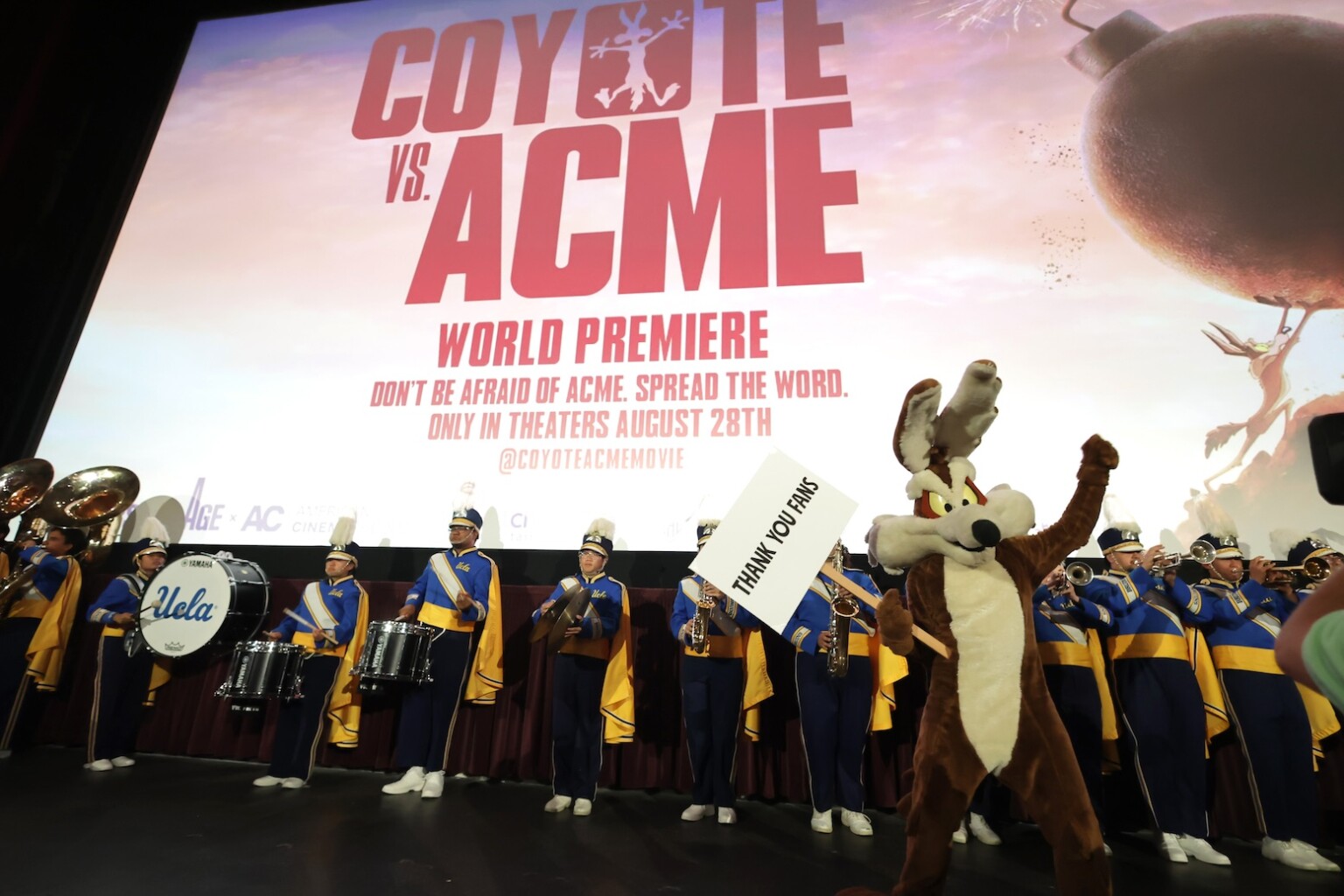 LOS ANGELES, CALIFORNIA - AUGUST 26: Wile E. Coyote is seen at the Los Angeles Premiere of Ketchup Entertainment's "Coyote Vs Acme" at Westwood Village Theater on August 26, 2026 in Los Angeles, California. (Photo by Eric Charbonneau/Ketchup Entertainment via Getty Images)
