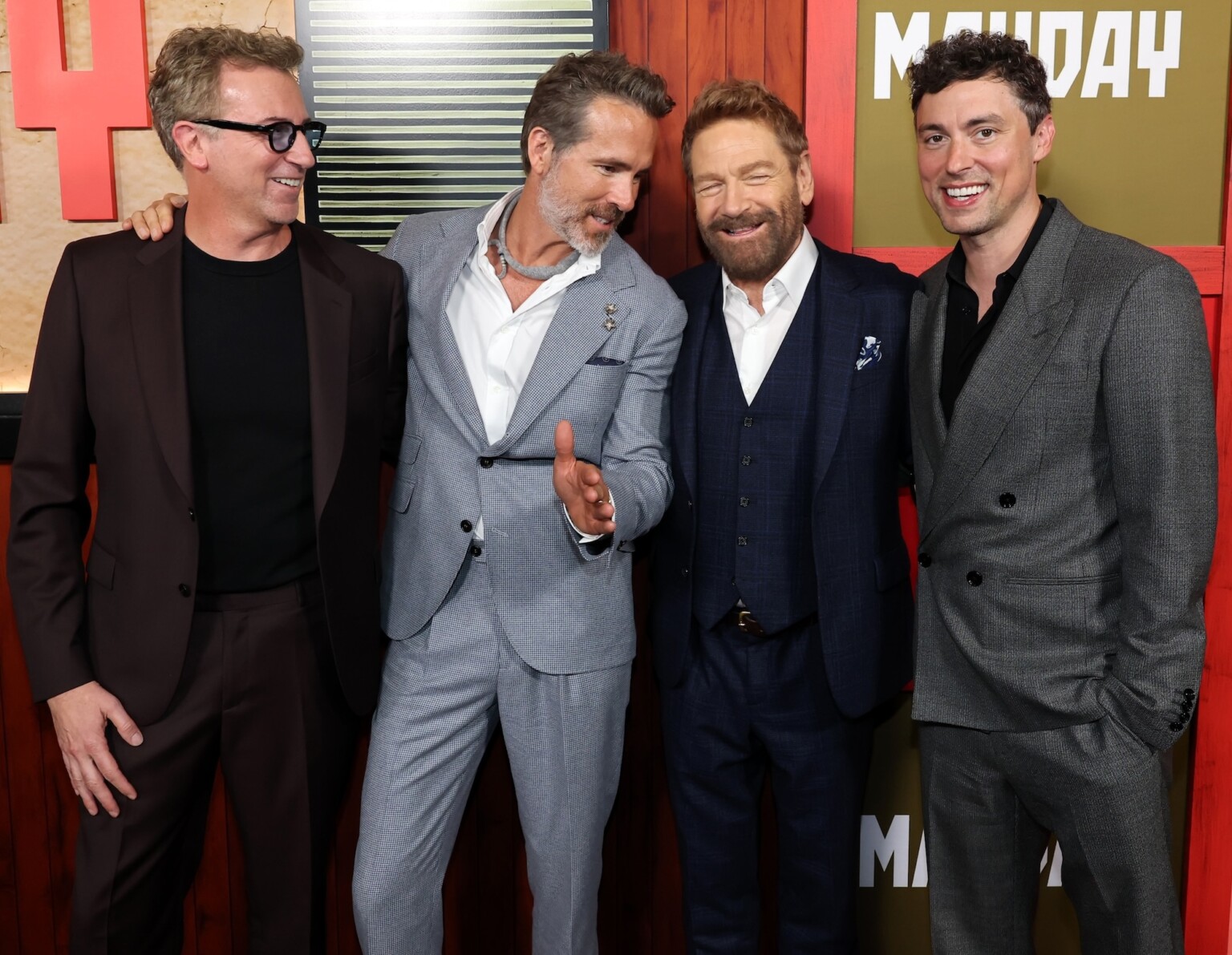 NEW YORK, NEW YORK - SEPTEMBER 01: (L-R) Jonathan Goldstein, Ryan Reynolds, Kenneth Branagh and John Francis Daley attend the world premiere of the upcoming Apple Original Film “Mayday” at AMC Lincoln Square on September 01, 2026 in New York City. “Mayday” premieres globally on Apple TV on September 4, 2026. (Photo by Eric Charbonneau/Apple TV via Getty Images)