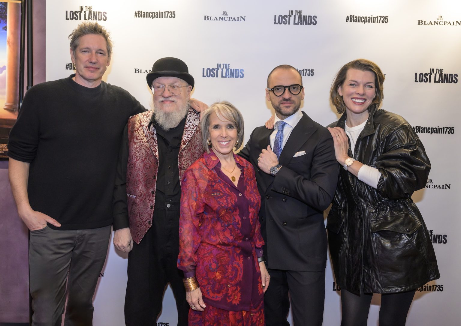 L-R Paul W.S. Anderson, George R.R. Martin, New Mexico Governor Michelle Lujan Grisham, Blancpain-Swatch Group President (US) Leonardo Laviola, Milla Jovovich. (Courtesy: Vertical. Photo Credit: Roberto E. Rosales Photography In The Lost Lands)