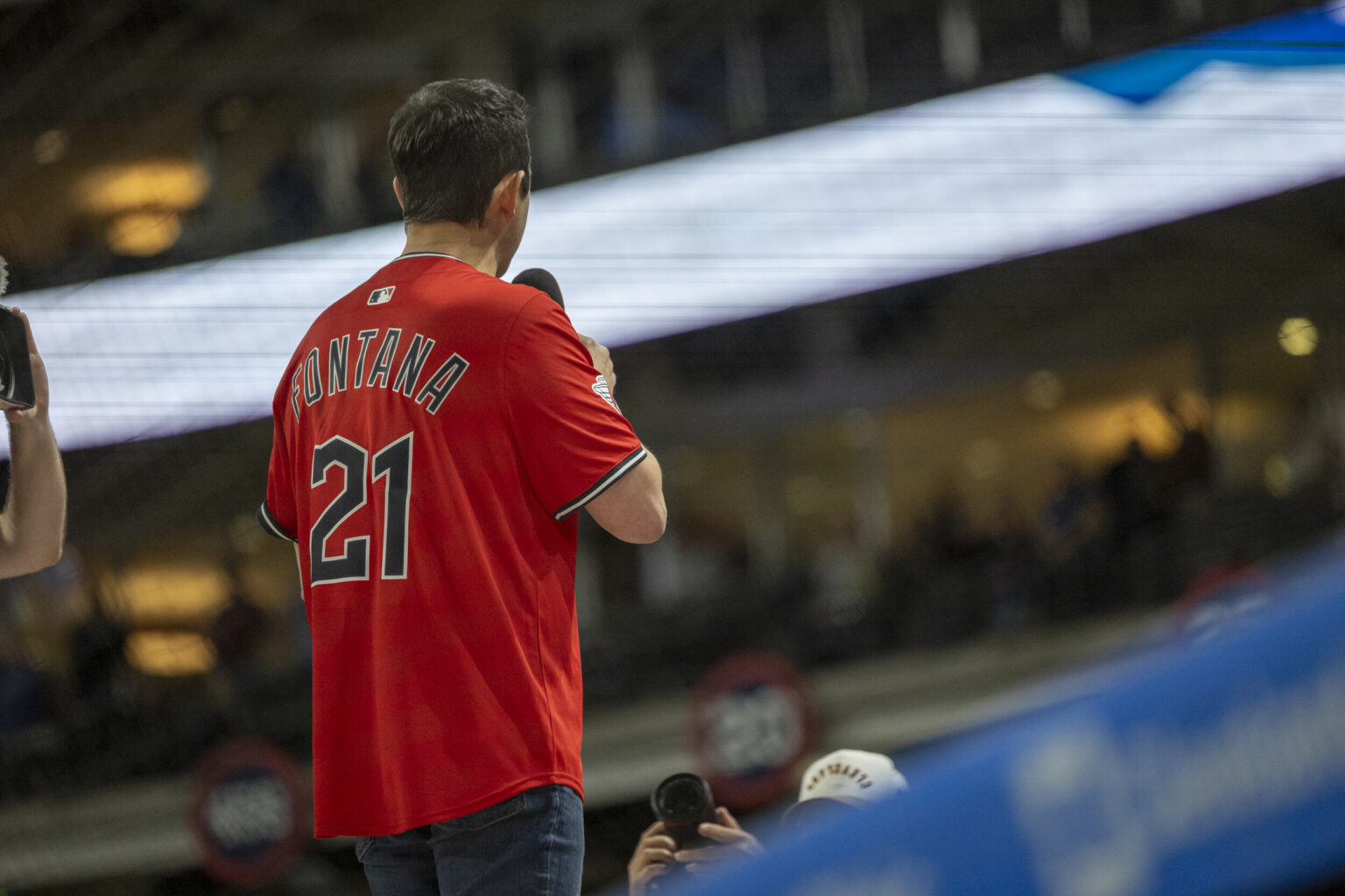 Santino Fontana at the Cleveland Guardians game