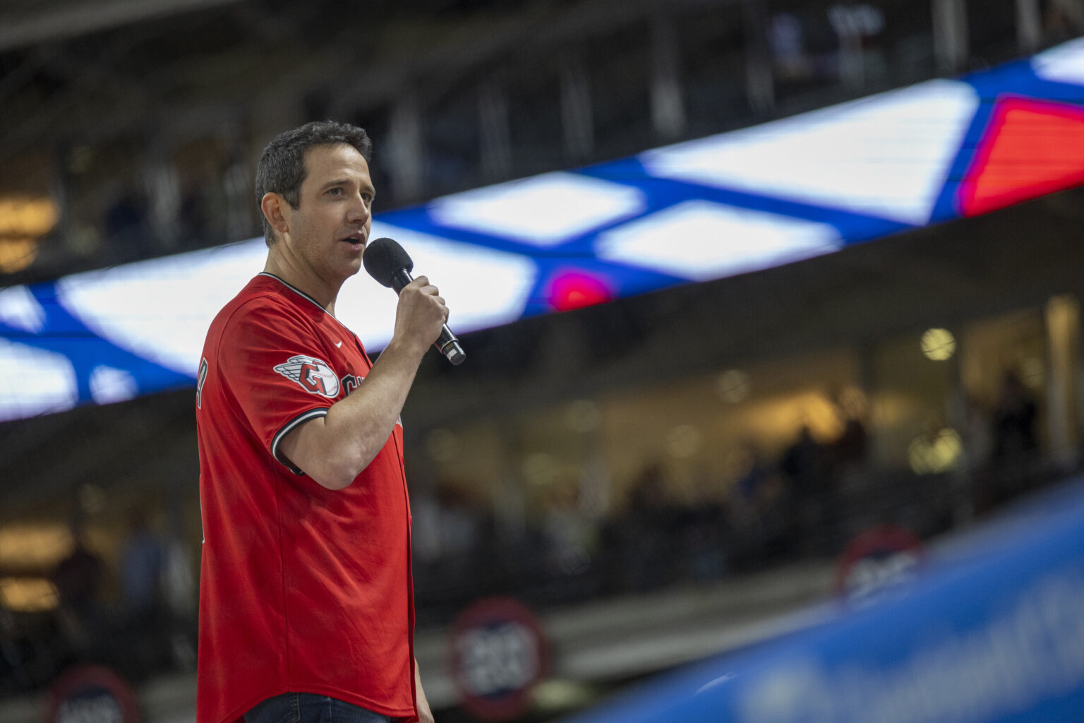 Santino Fontana at the Cleveland Guardians game (photo credit: Cleveland Guardians)