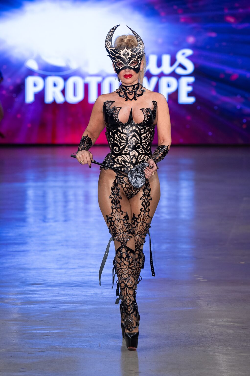 LOS ANGELES, CALIFORNIA - OCTOBER 18: A model walks the runway at the Venus Prototype show during Los Angeles Fashion Week Powered By Art Hearts Fashion at The New Mart on October 18, 2025 in Los Angeles, California. (Photo by Mark Gunter/Getty Images for Art Hearts Fashion)